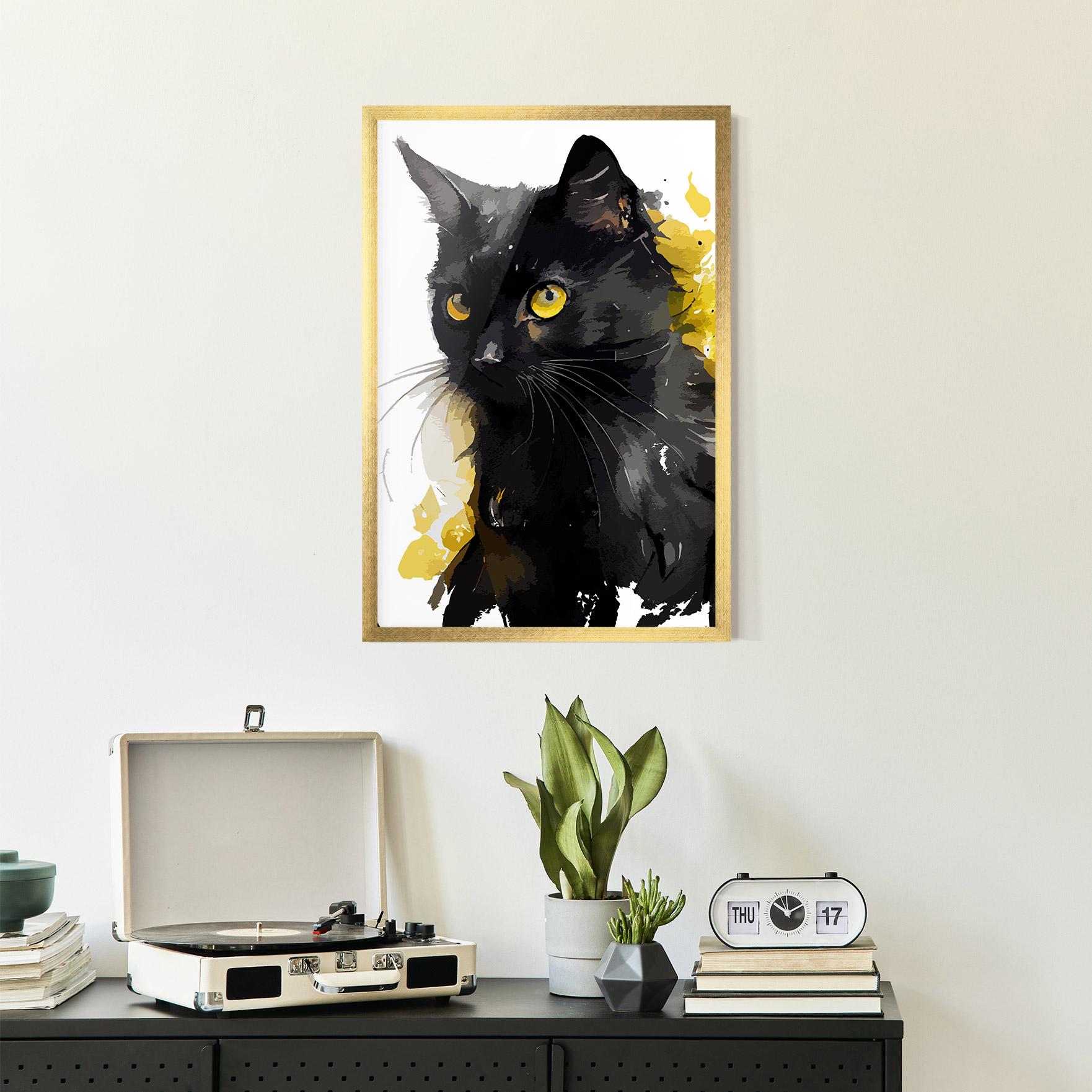Plakat w Ramie Beautiful Black Cat mockup 2