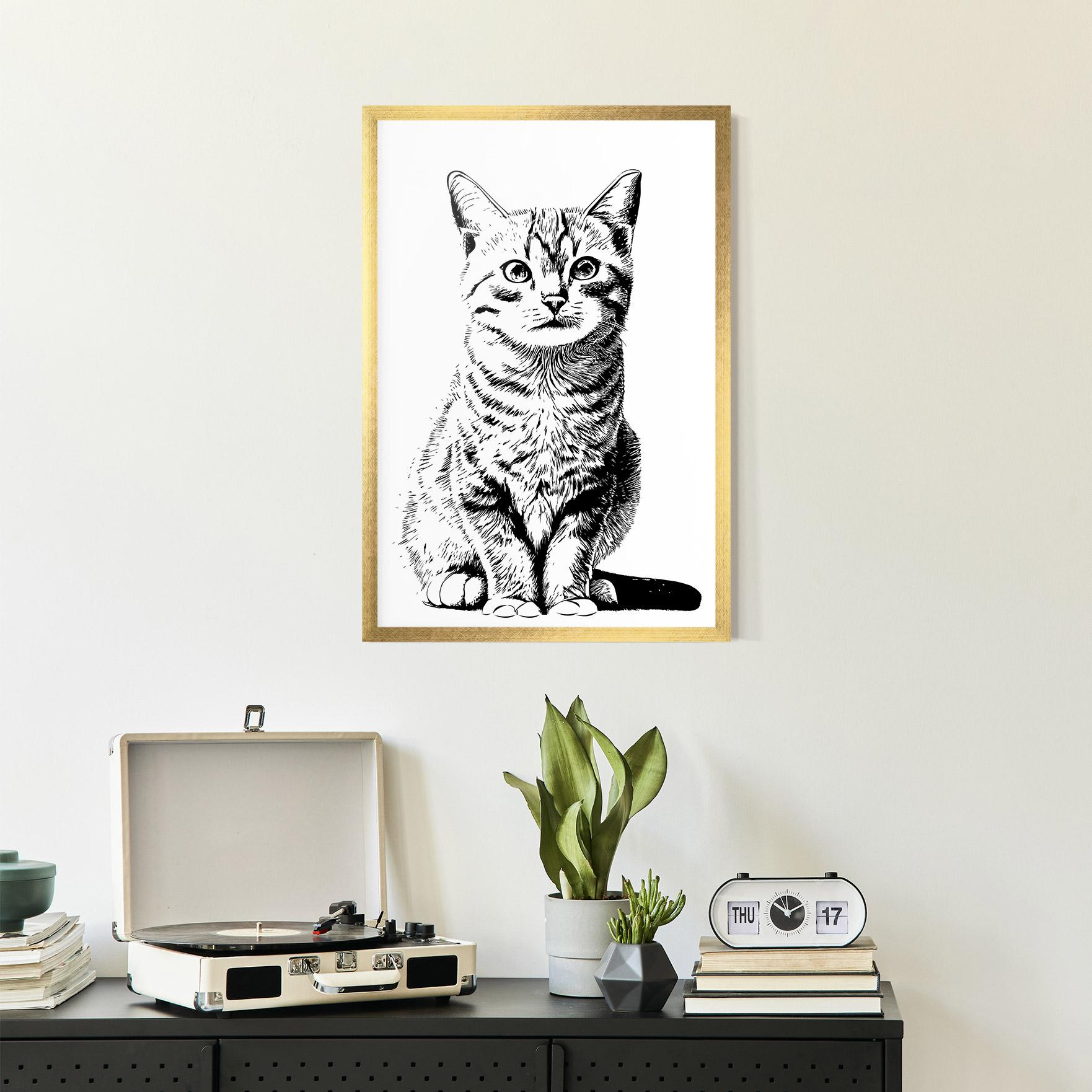 Plakat w Ramie Hand Drawn Cat mockup 2