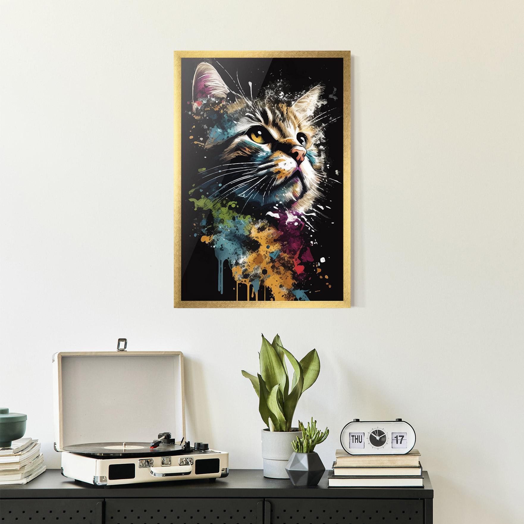 Plakat w Ramie Painted Cat mockup 2