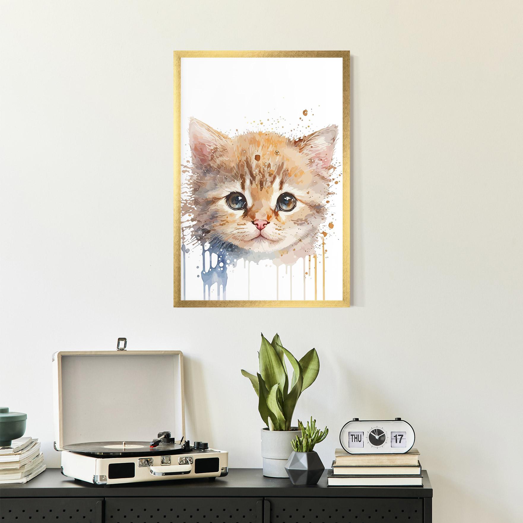 Plakat w Ramie Watercolor Animal Cat mockup 2