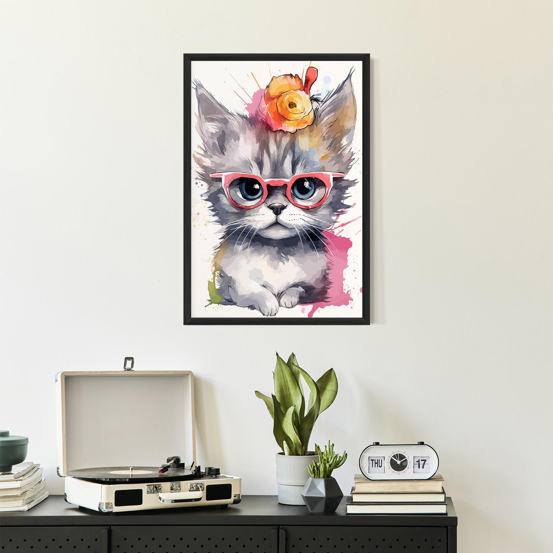 Plakat w Ramie Adorable Grey Cat mockup 2