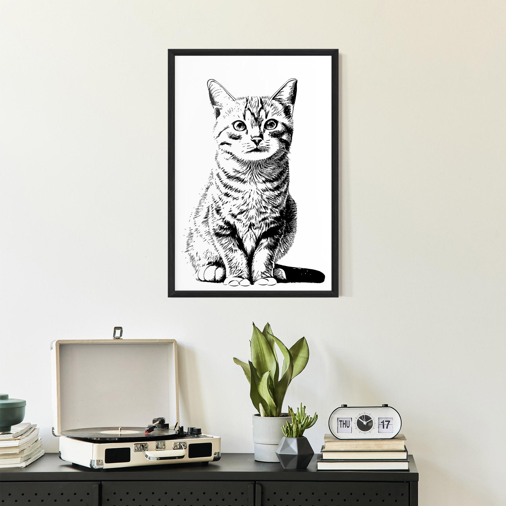 Plakat w Ramie Hand Drawn Cat mockup 2