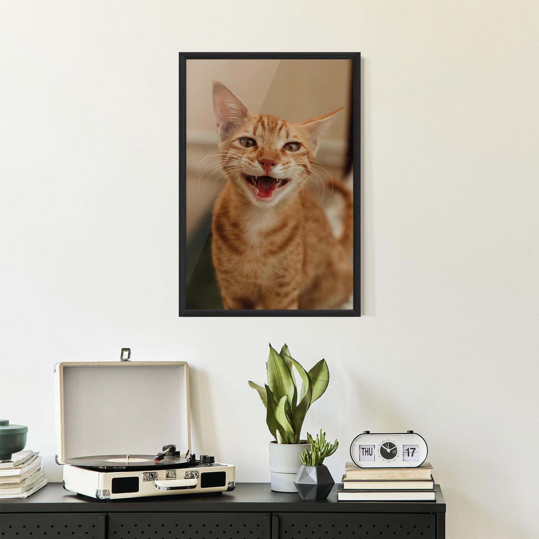 Plakat w Ramie Orange Cat Smiling mockup 2