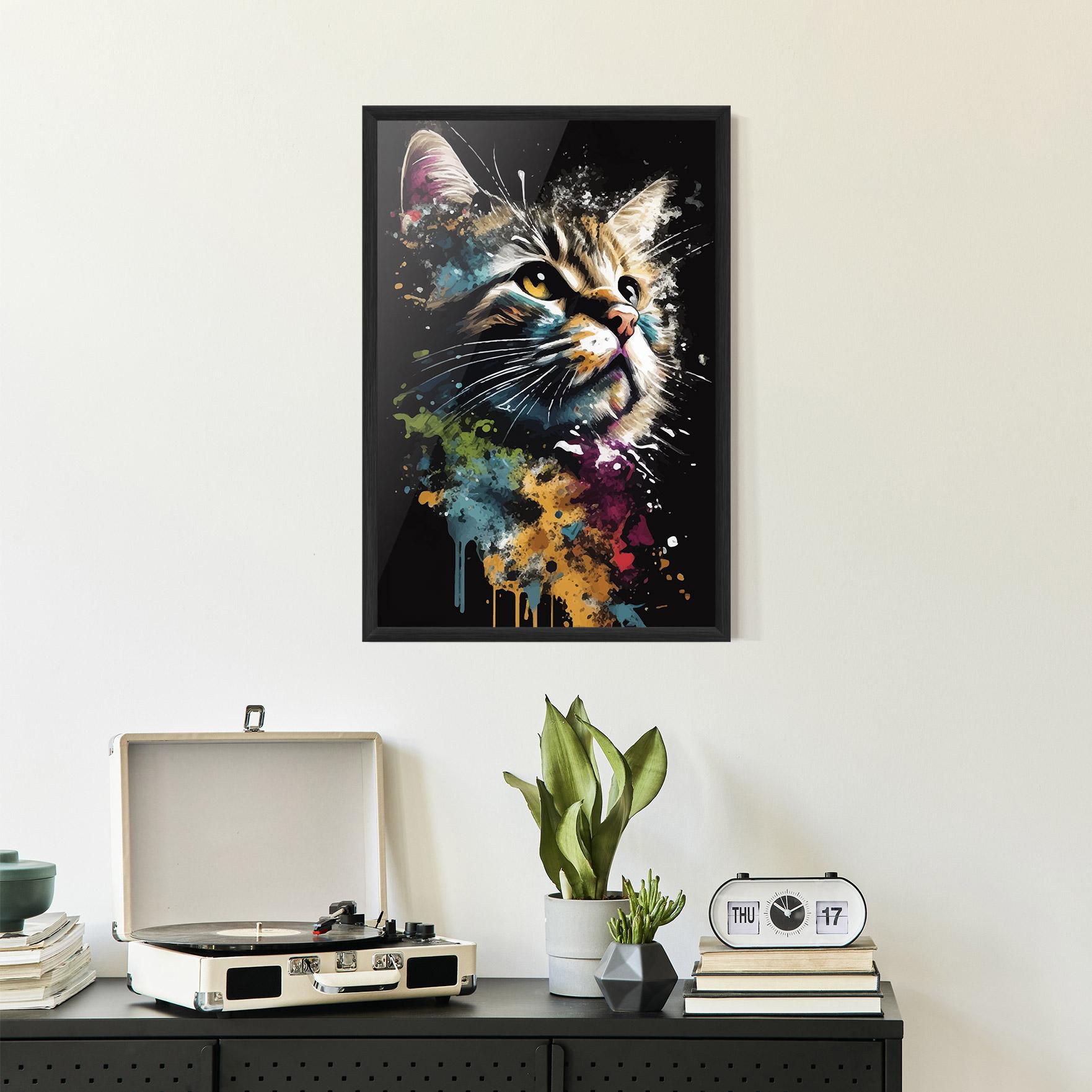 Plakat w Ramie Painted Cat mockup 2