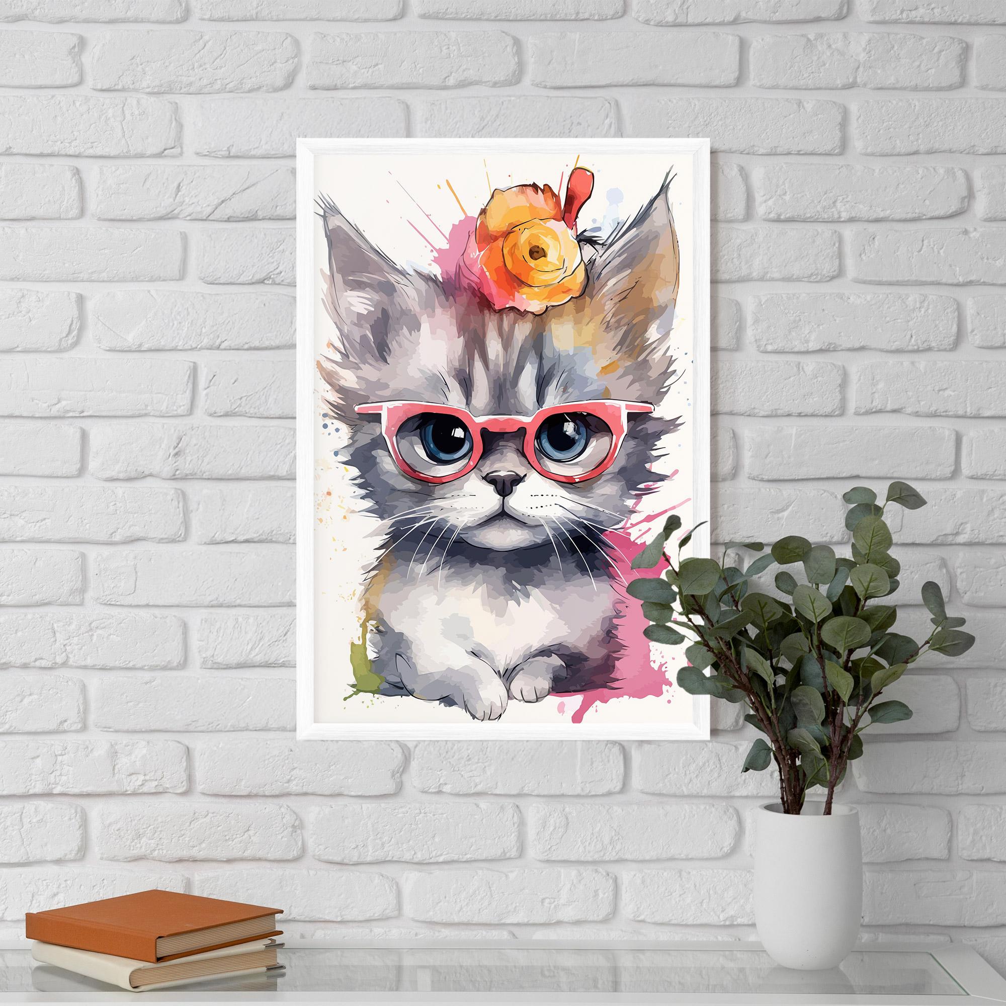Plakat w Ramie Adorable Grey Cat mockup 5