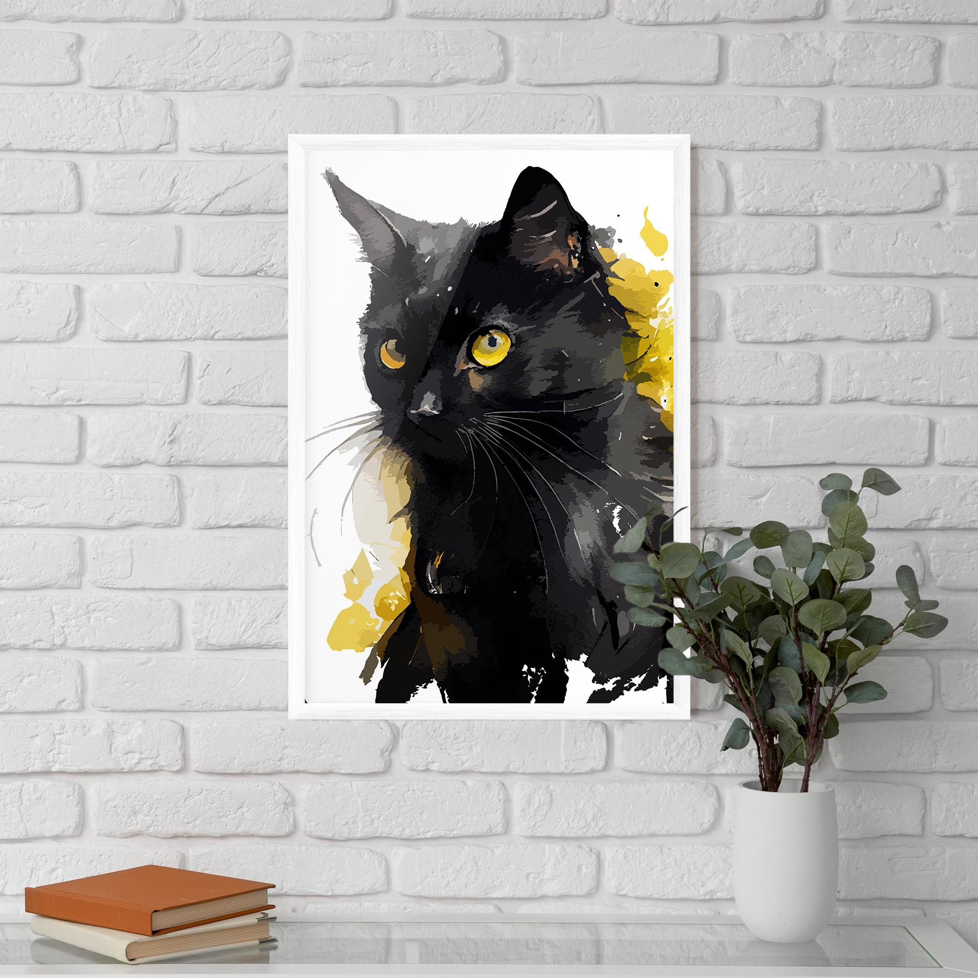 Plakat w Ramie Beautiful Black Cat mockup 5