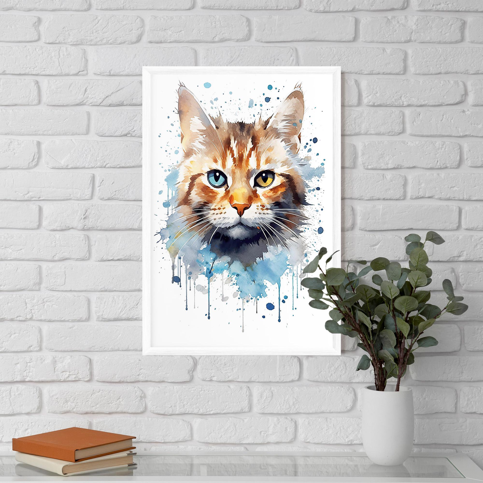 Plakat w Ramie Orange Blue Eyes Cat mockup 5