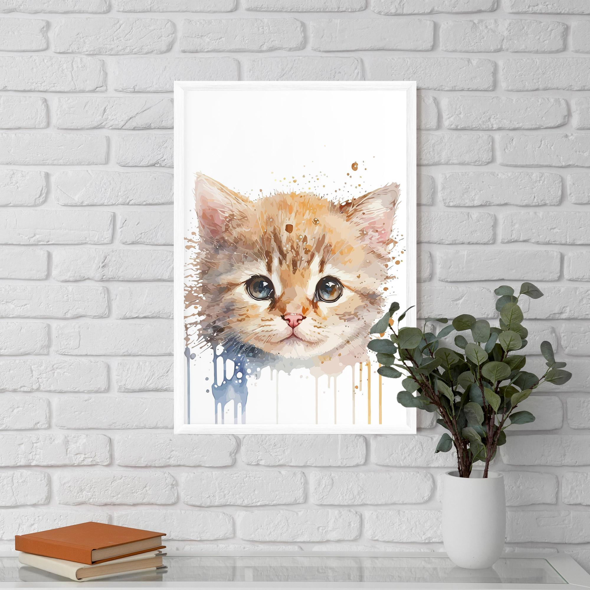 Plakat w Ramie Watercolor Animal Cat mockup 5