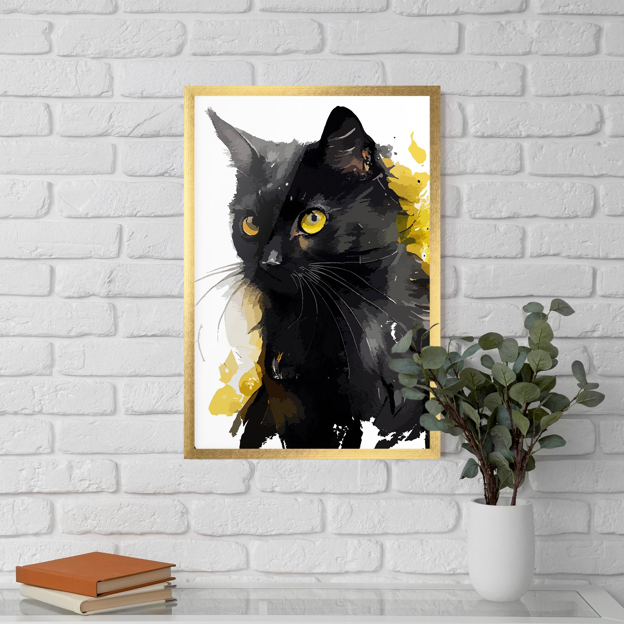 Plakat w Ramie Beautiful Black Cat mockup 5
