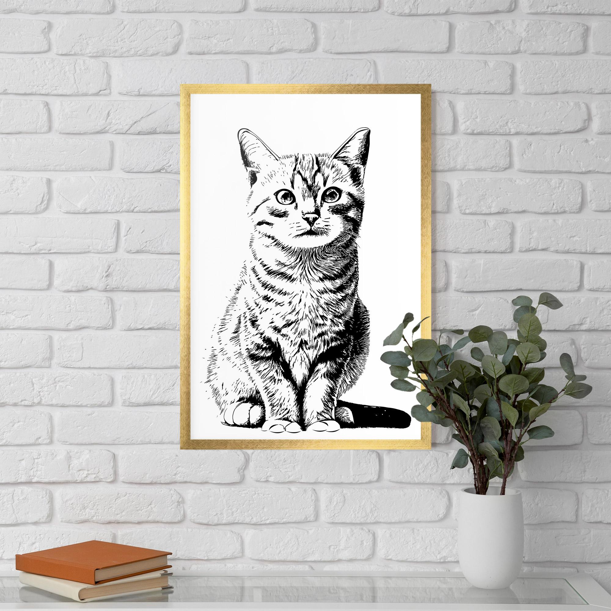 Plakat w Ramie Hand Drawn Cat mockup 5