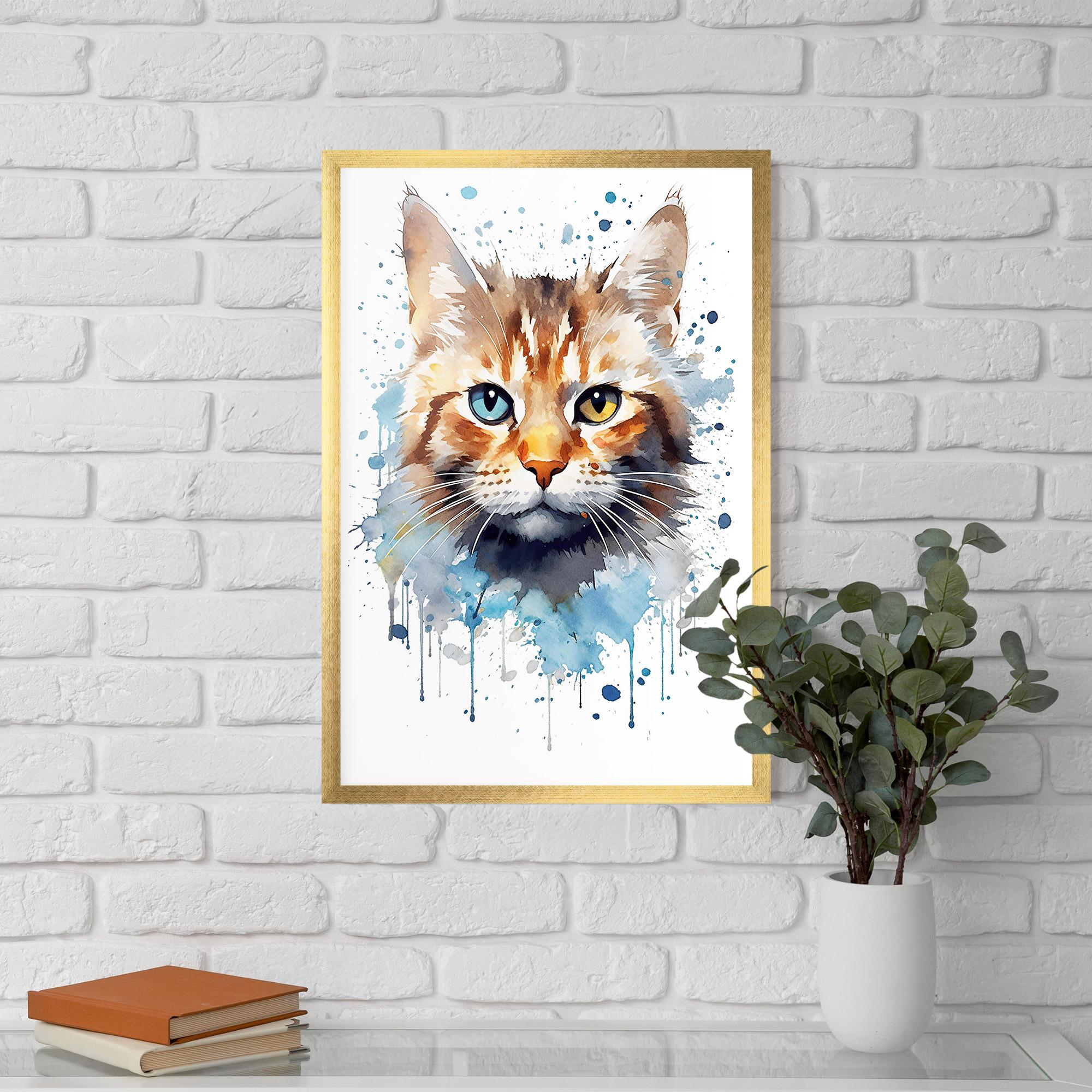 Plakat w Ramie Orange Blue Eyes Cat mockup 5