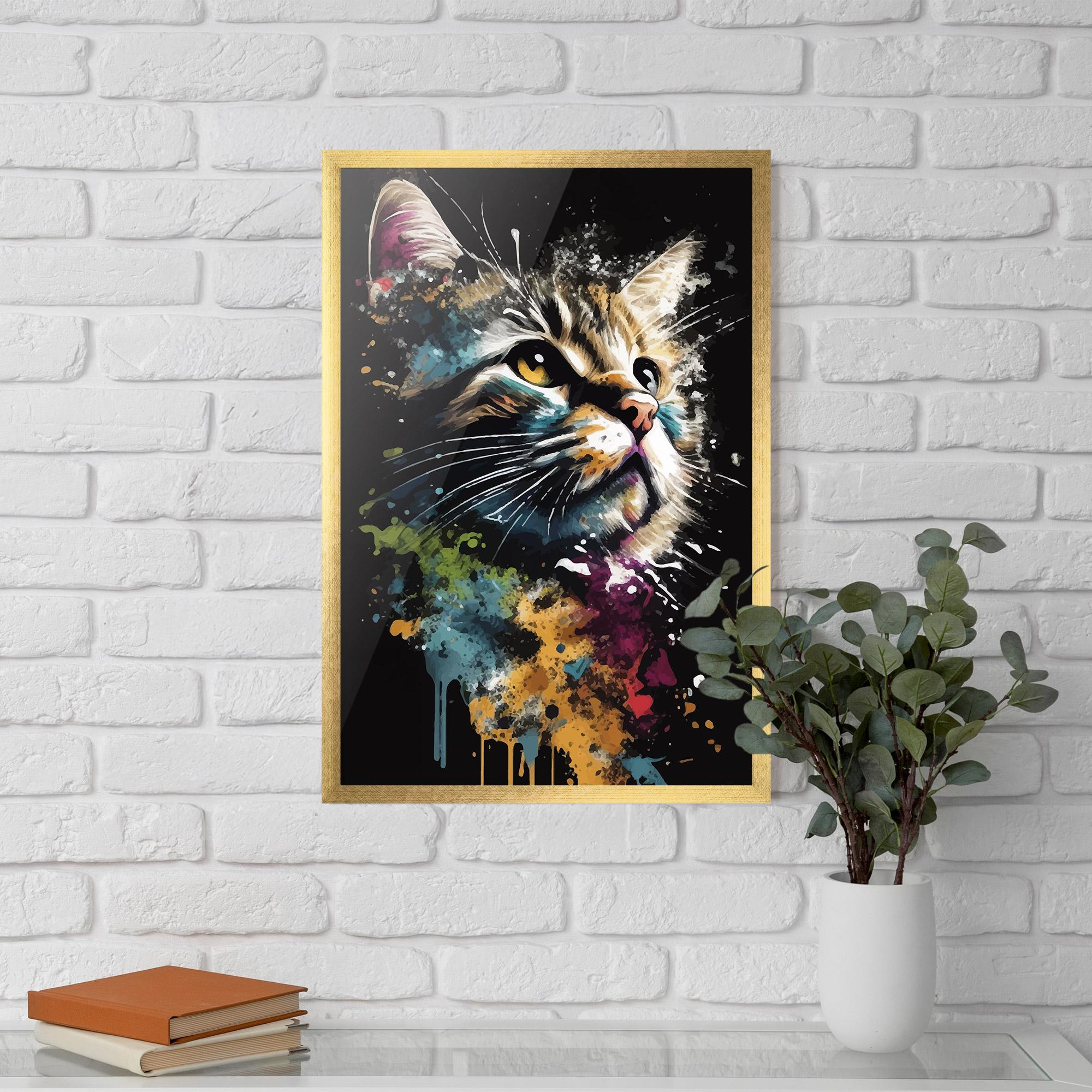 Plakat w Ramie Painted Cat mockup 5
