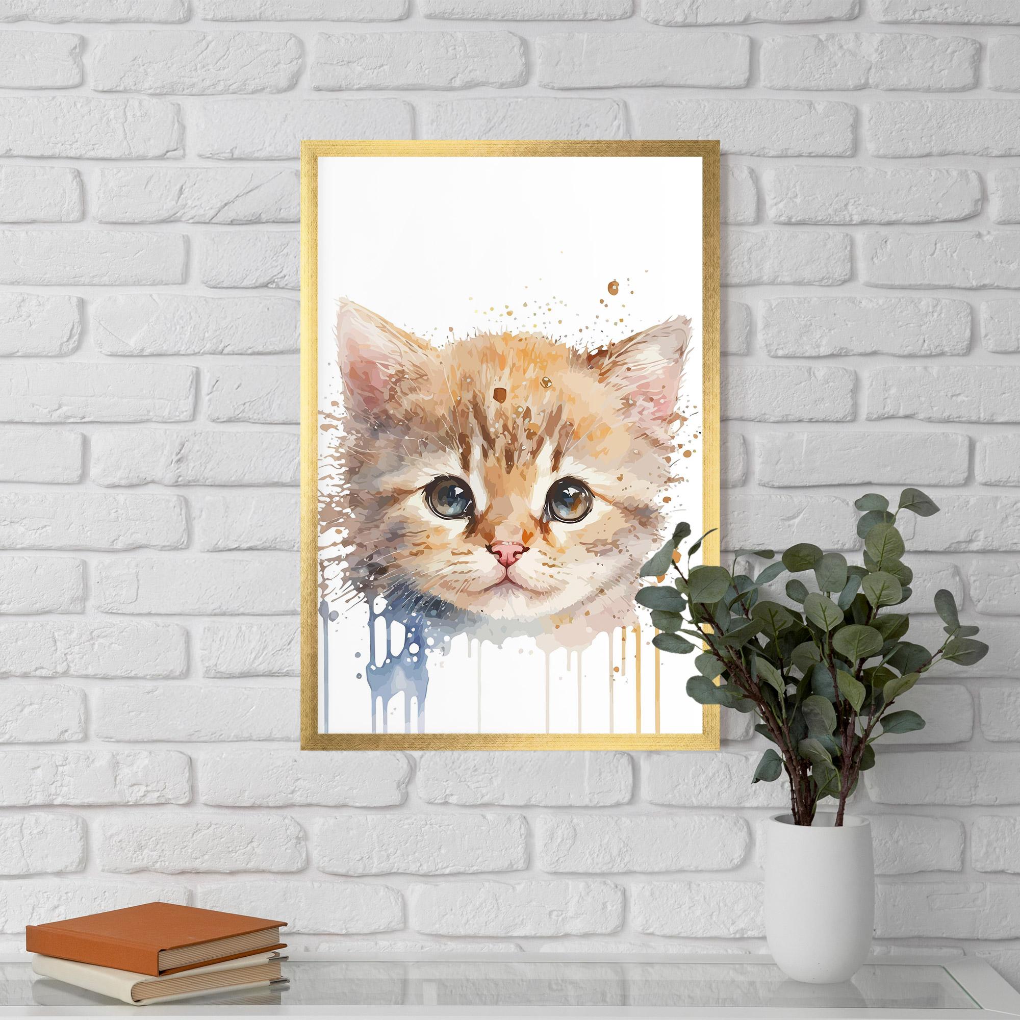 Plakat w Ramie Watercolor Animal Cat mockup 5
