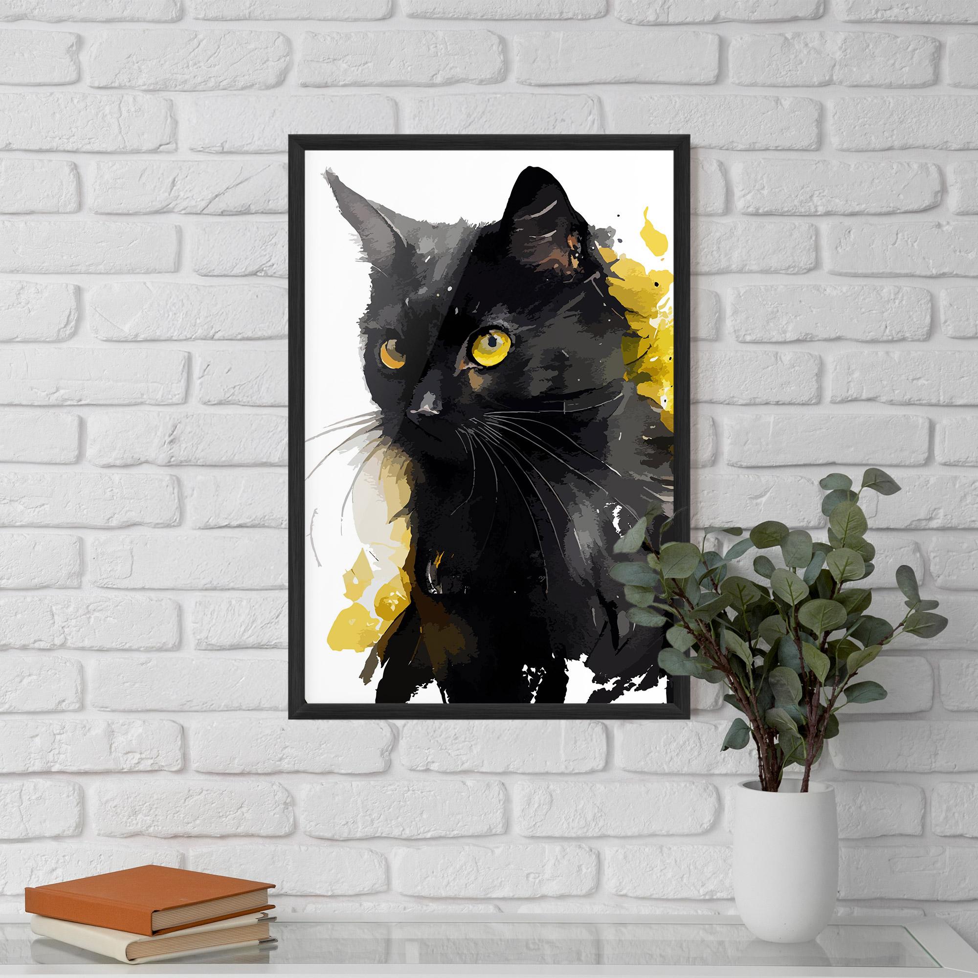 Plakat w Ramie Beautiful Black Cat mockup 5