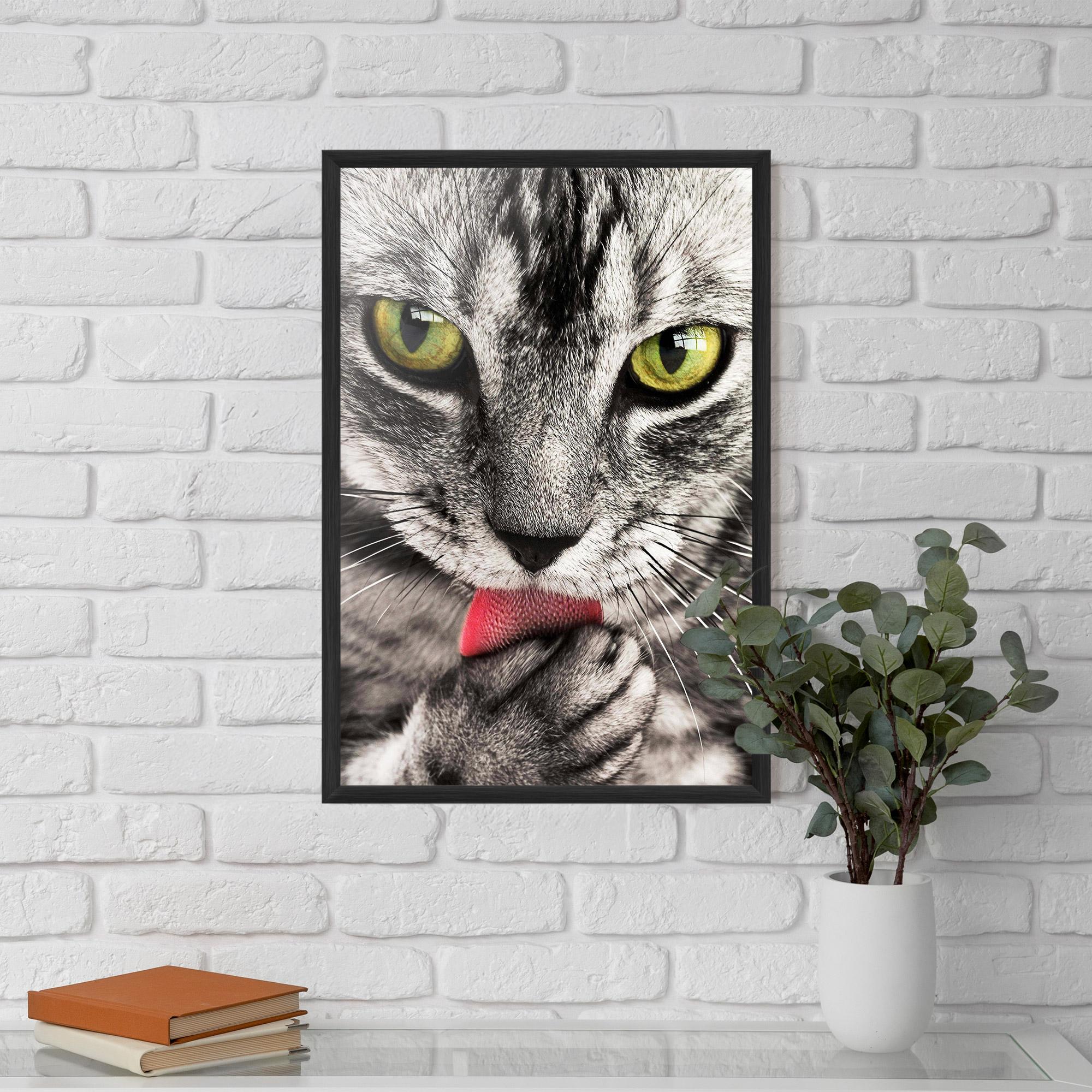 Plakat w Ramie Green Eyes Close Up Cat mockup 5