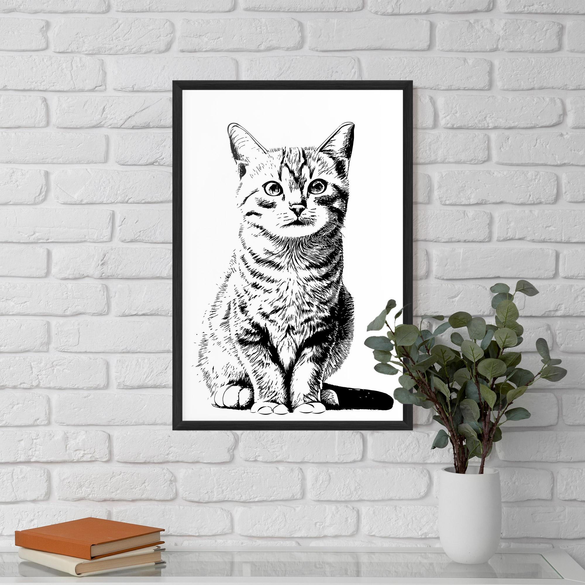 Plakat w Ramie Hand Drawn Cat mockup 5