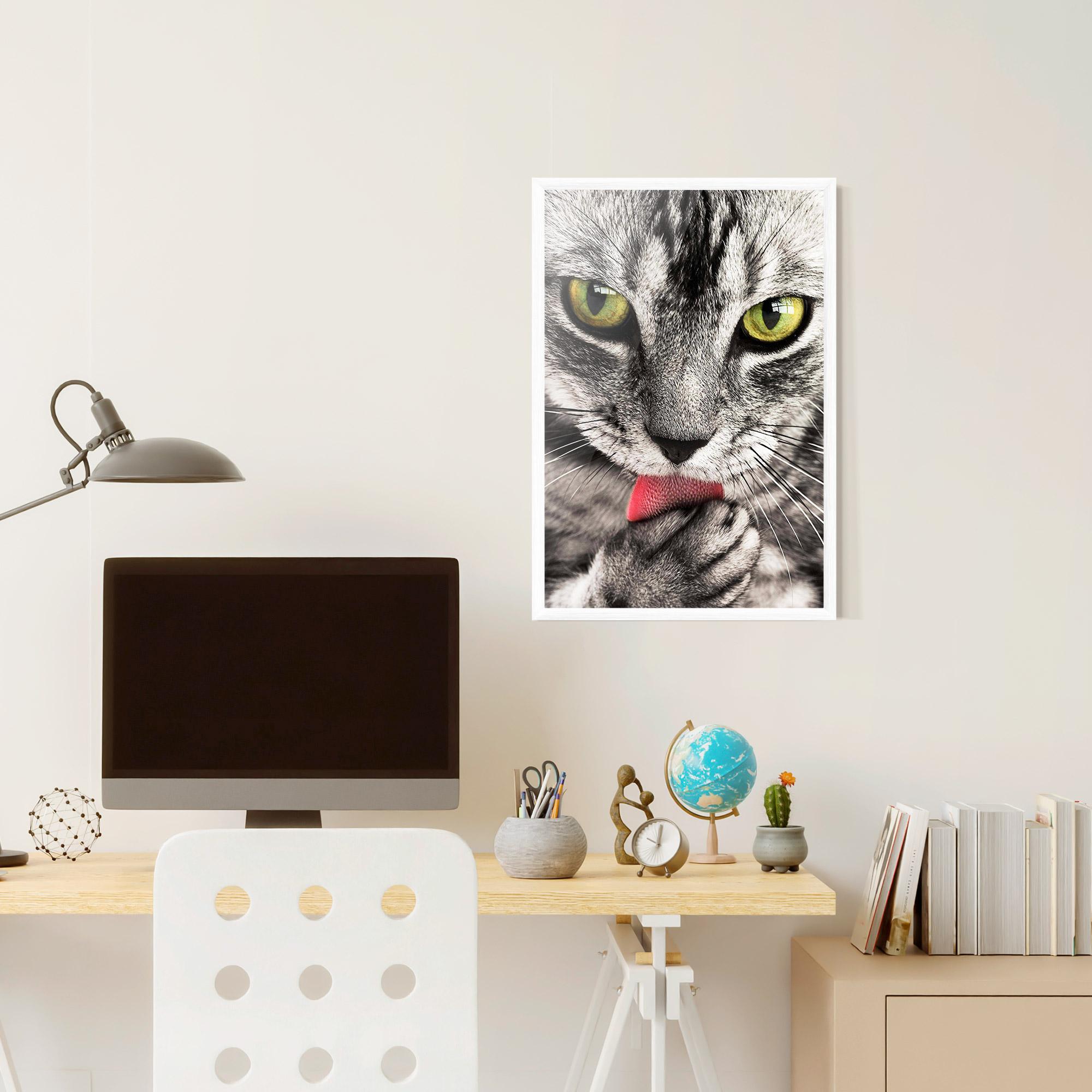 Plakat w Ramie Green Eyes Close Up Cat mockup 6