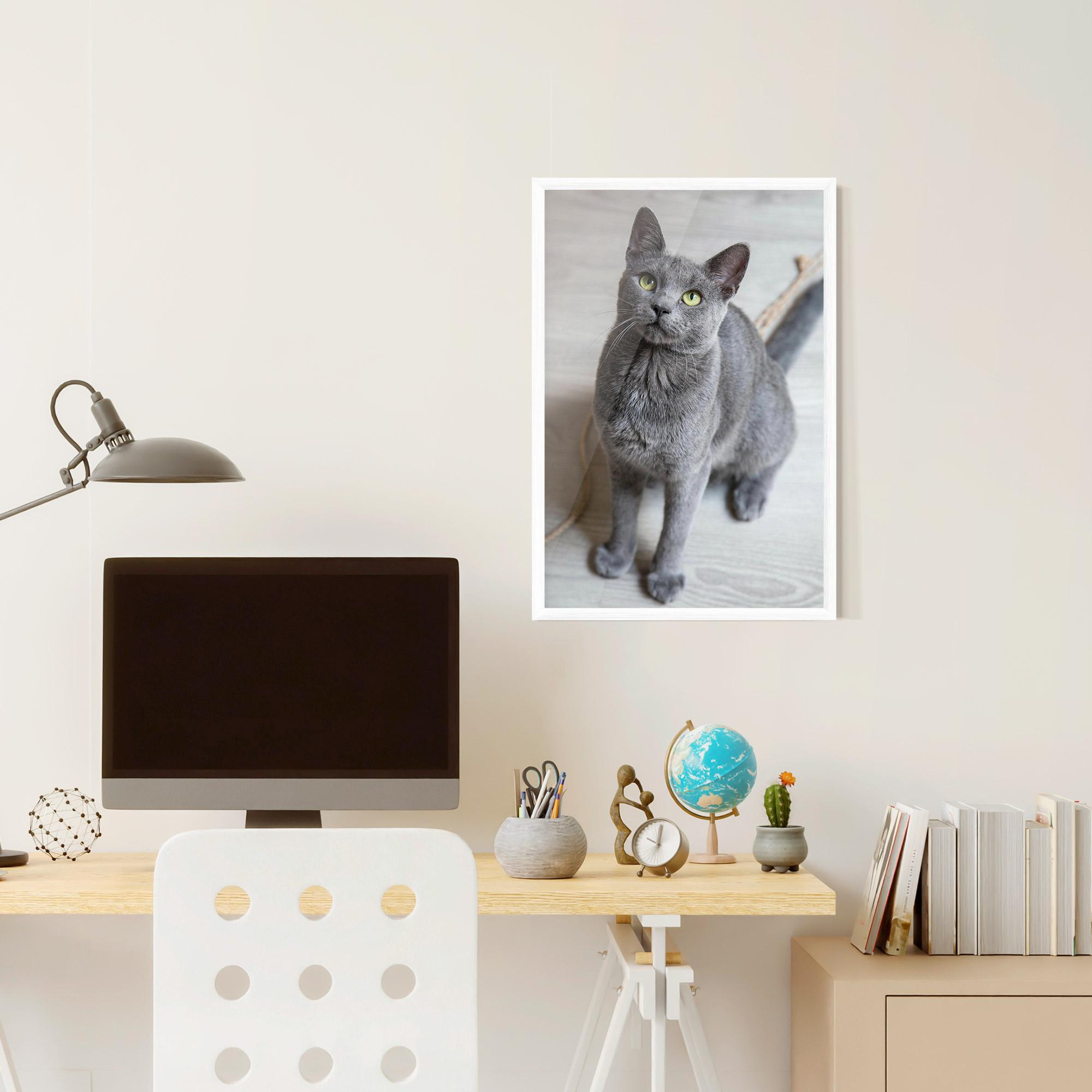 Plakat w Ramie Grey Green Cat Eyes mockup 6
