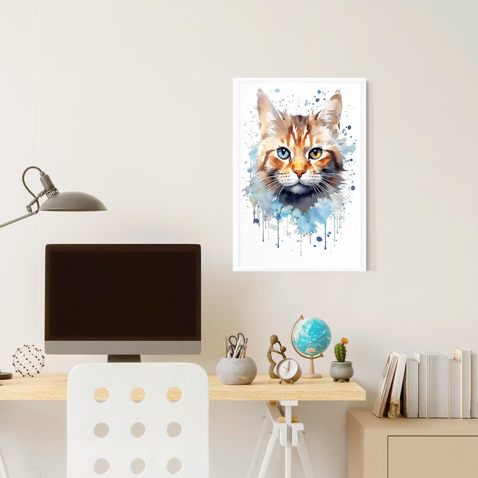 Plakat w Ramie Orange Blue Eyes Cat mockup 6
