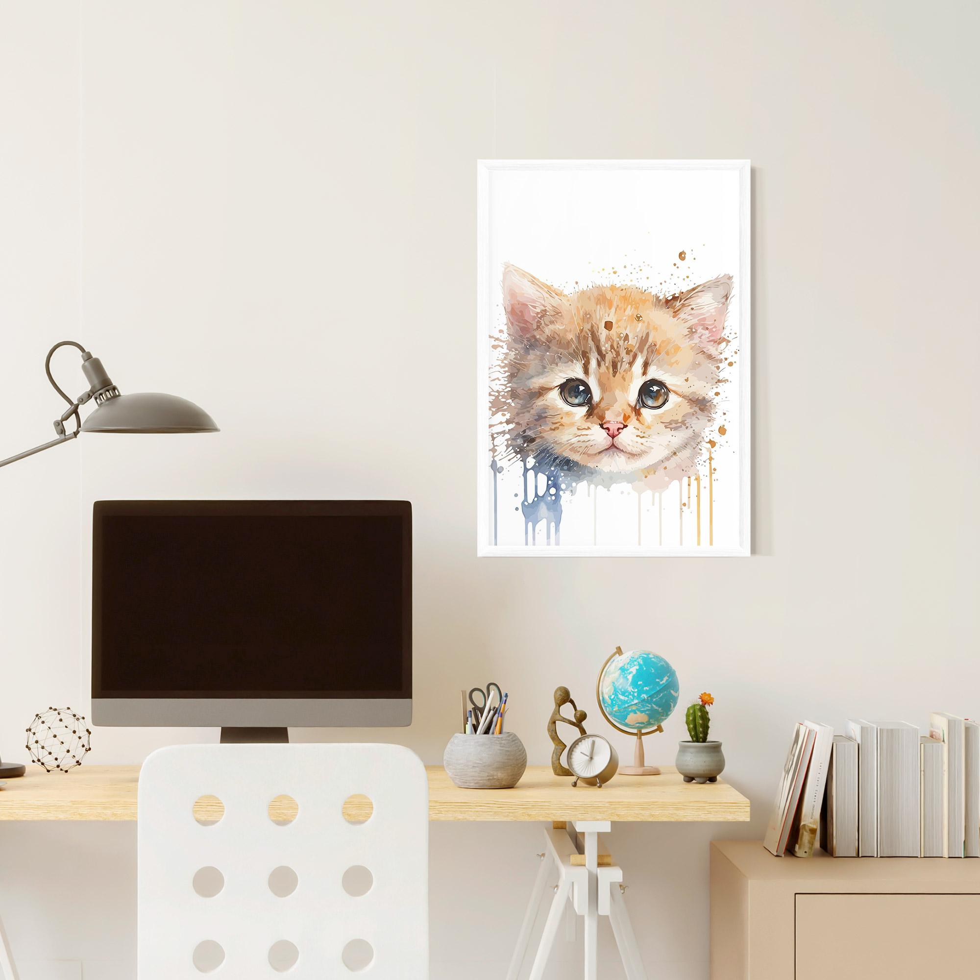Plakat w Ramie Watercolor Animal Cat mockup 6