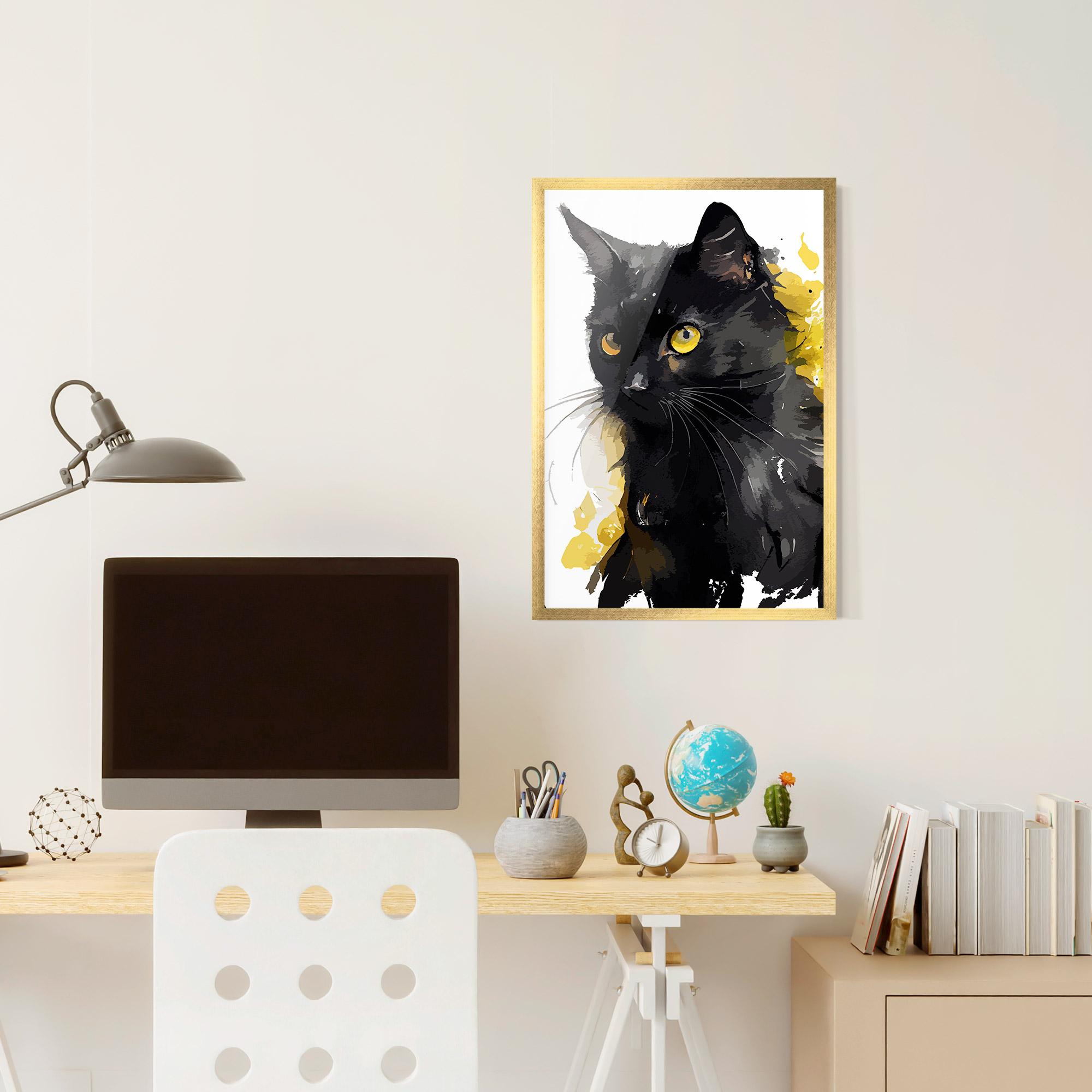 Plakat w Ramie Beautiful Black Cat mockup 6