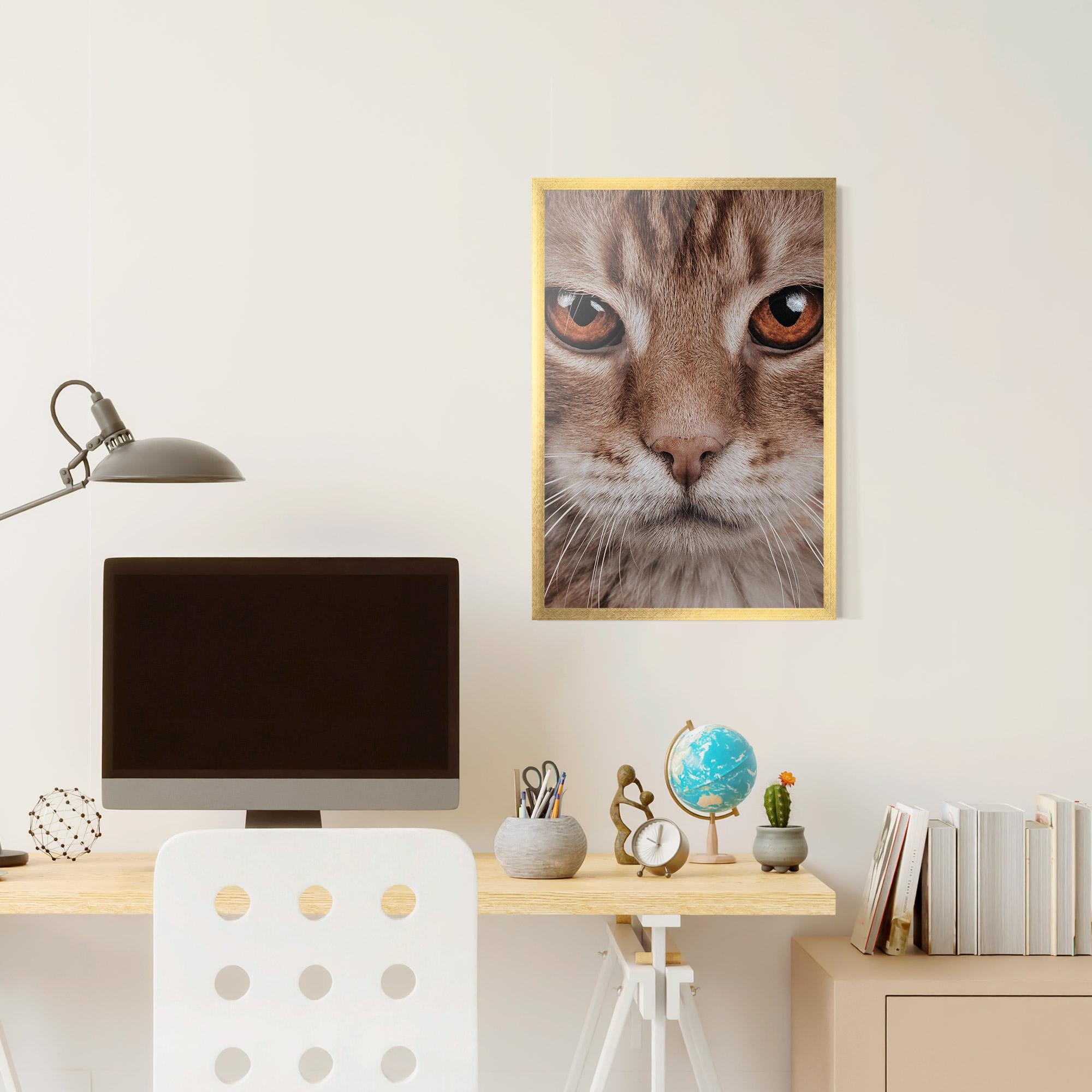 Plakat w Ramie Fire Eyes Cat mockup 6
