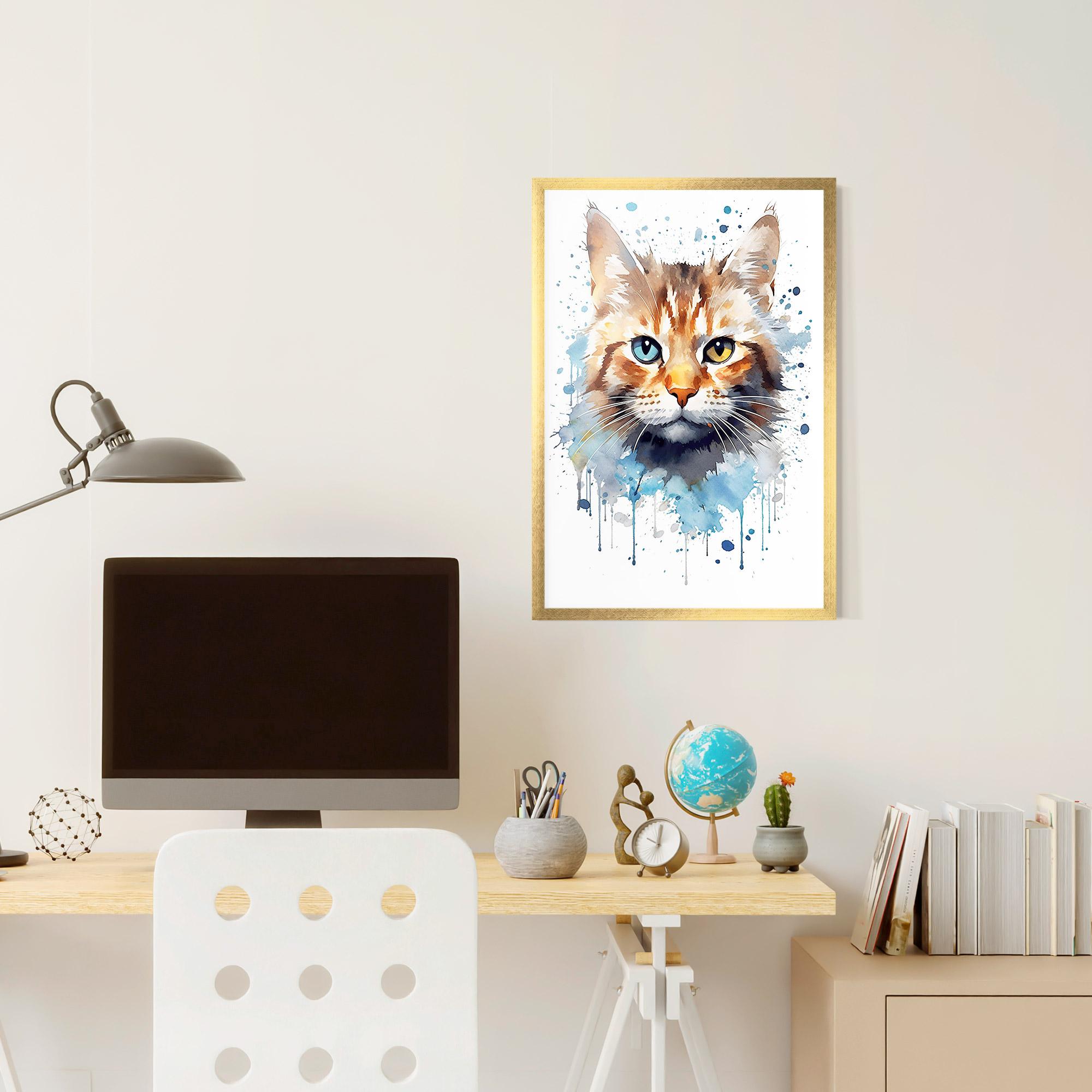 Plakat w Ramie Orange Blue Eyes Cat mockup 6