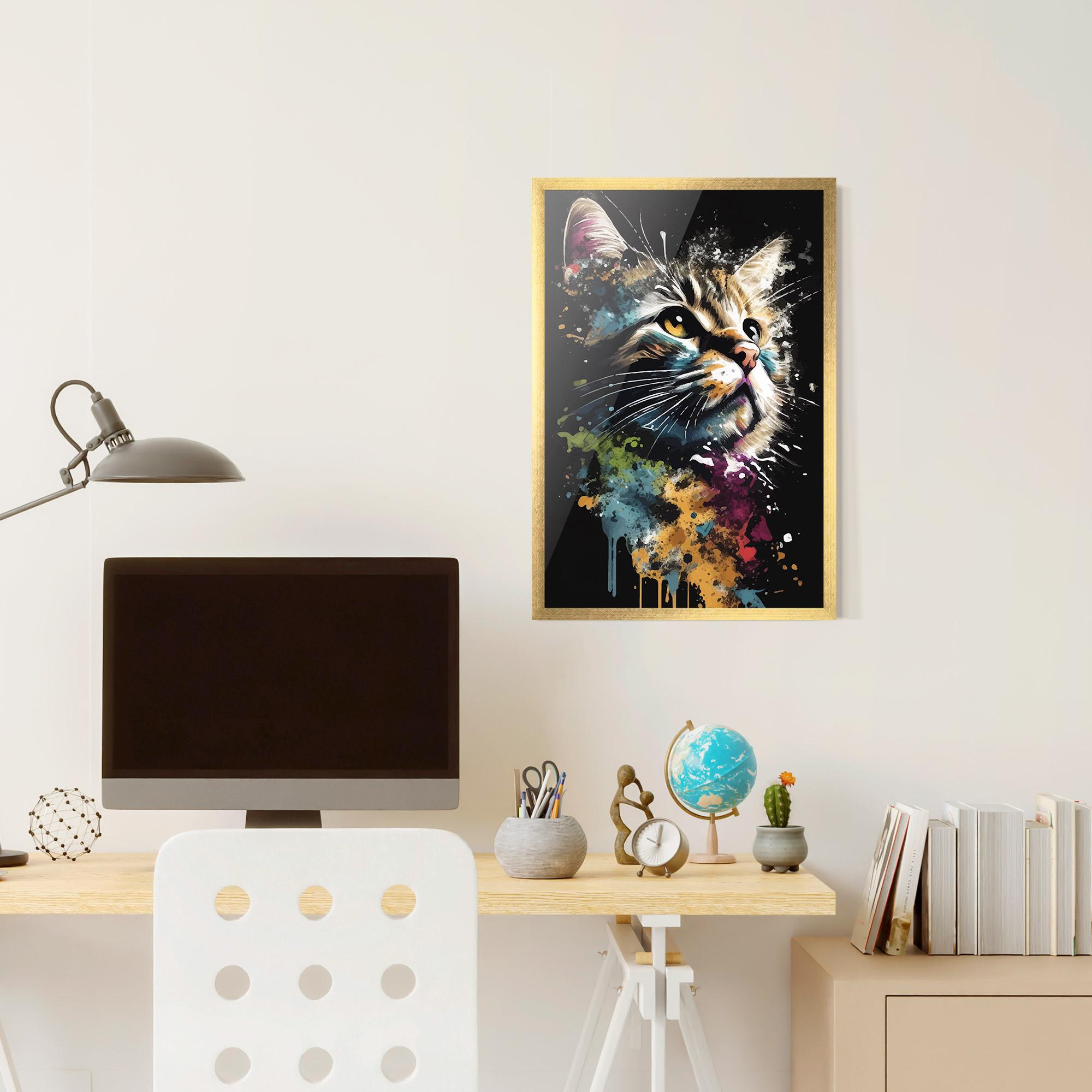 Plakat w Ramie Painted Cat mockup 6