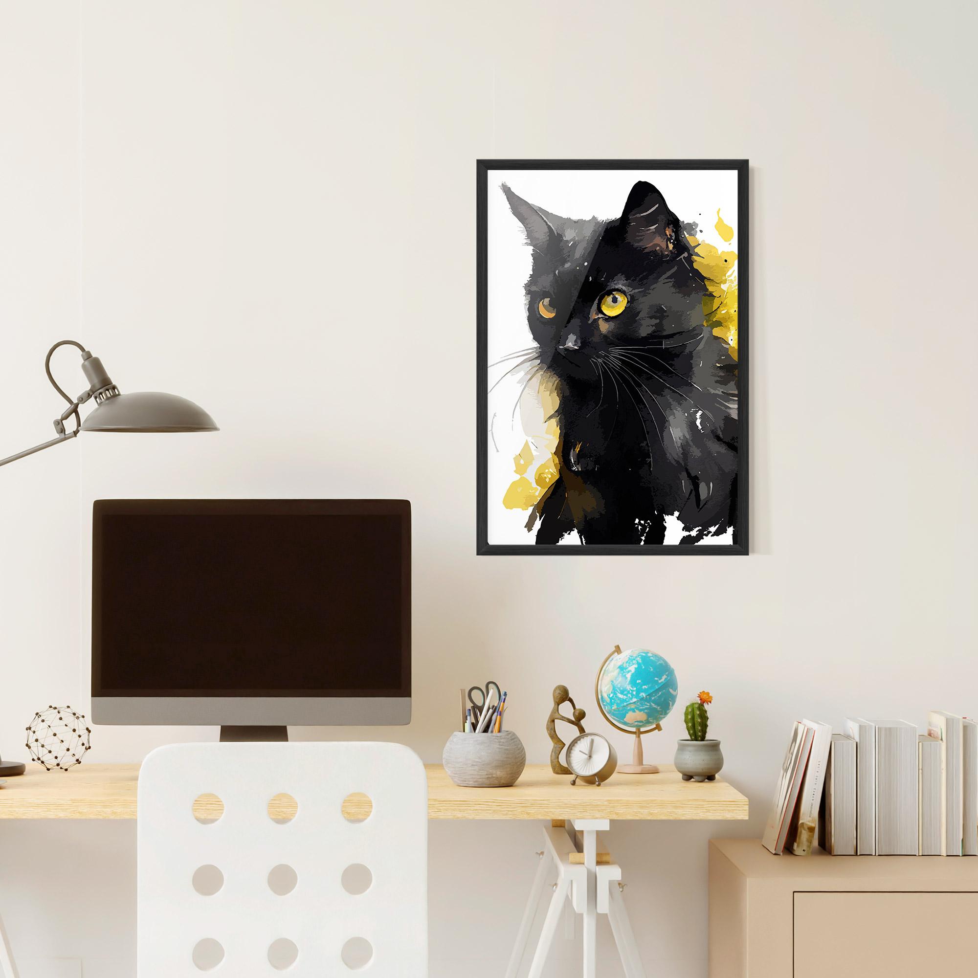 Plakat w Ramie Beautiful Black Cat mockup 6
