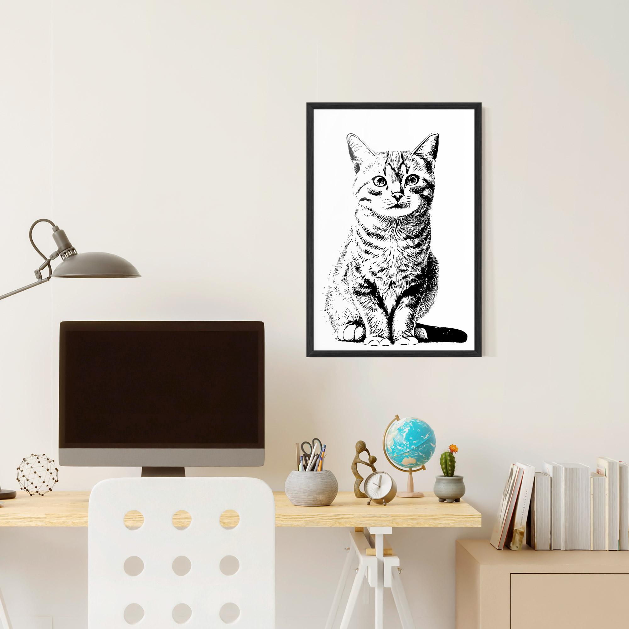 Plakat w Ramie Hand Drawn Cat mockup 6
