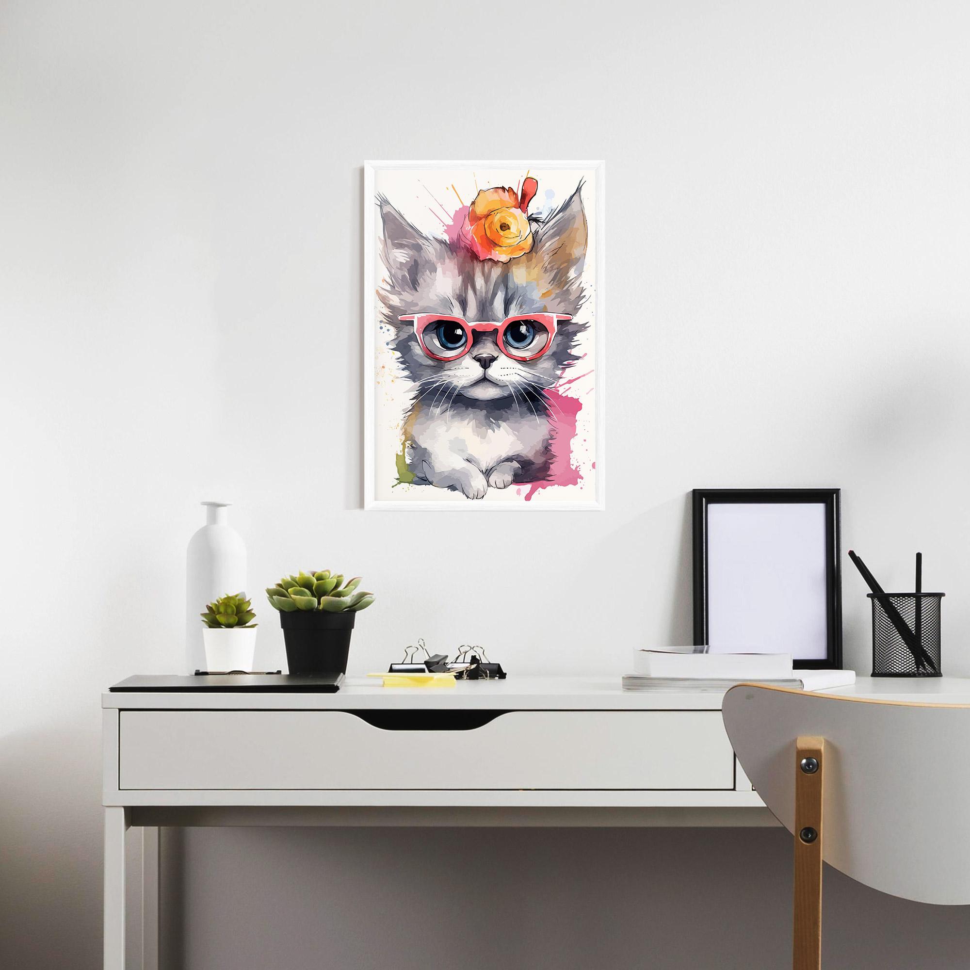 Plakat w Ramie Adorable Grey Cat mockup 7