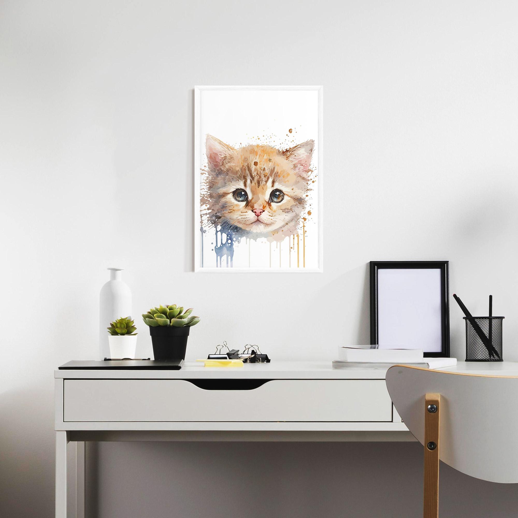 Plakat w Ramie Watercolor Animal Cat mockup 7