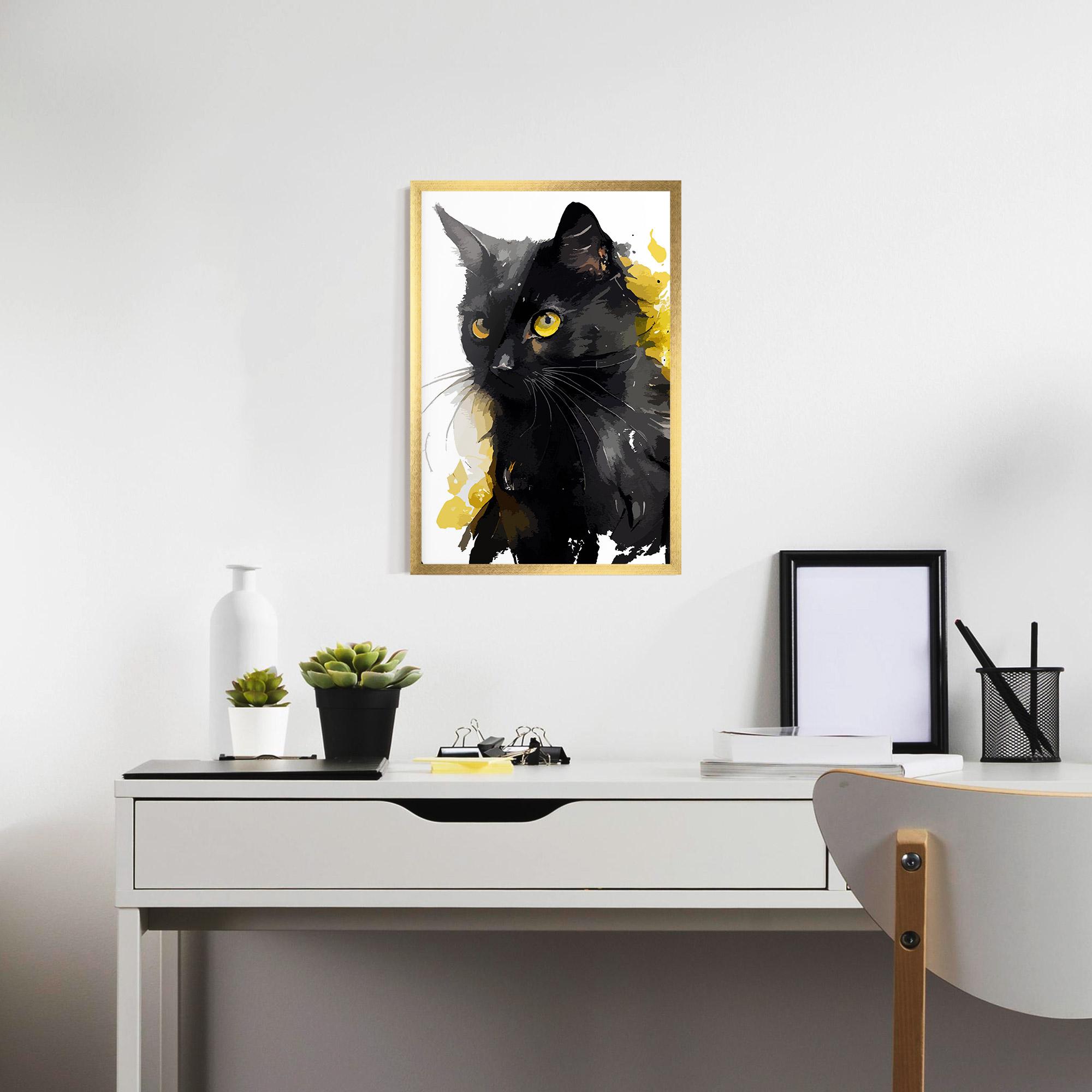Plakat w Ramie Beautiful Black Cat mockup 7