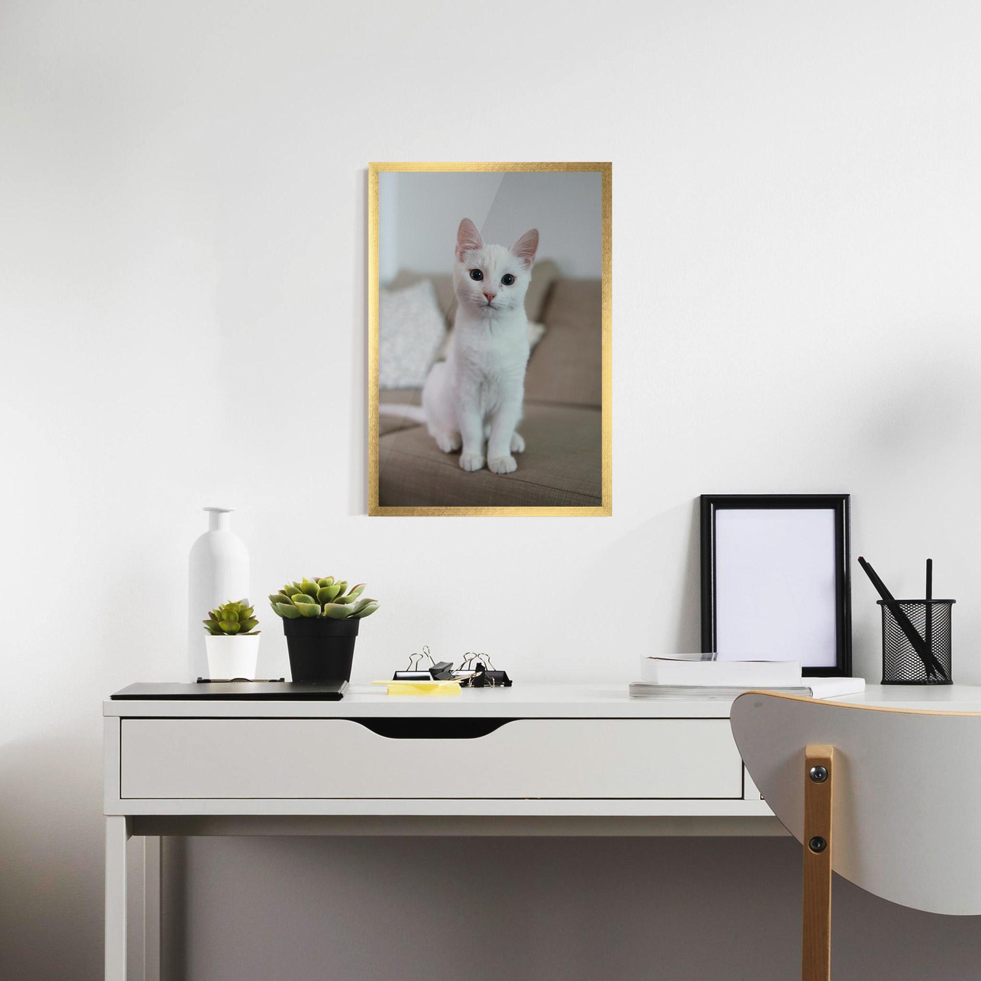 Plakat w Ramie Beautiful White Cat mockup 7