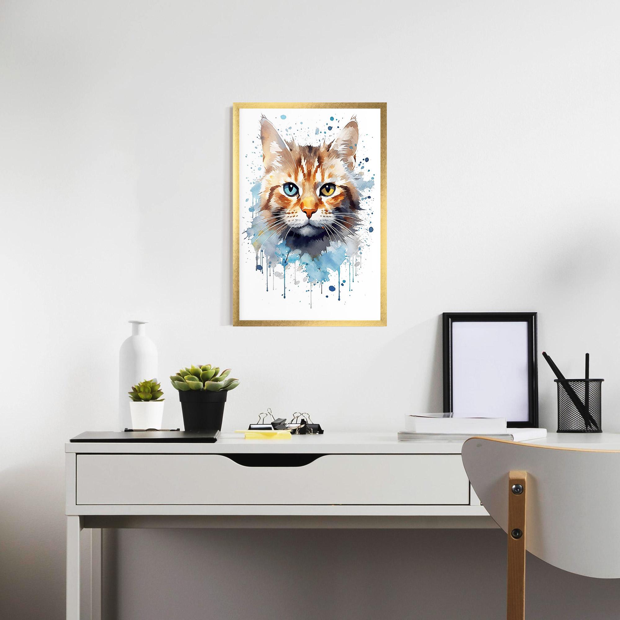 Plakat w Ramie Orange Blue Eyes Cat mockup 7