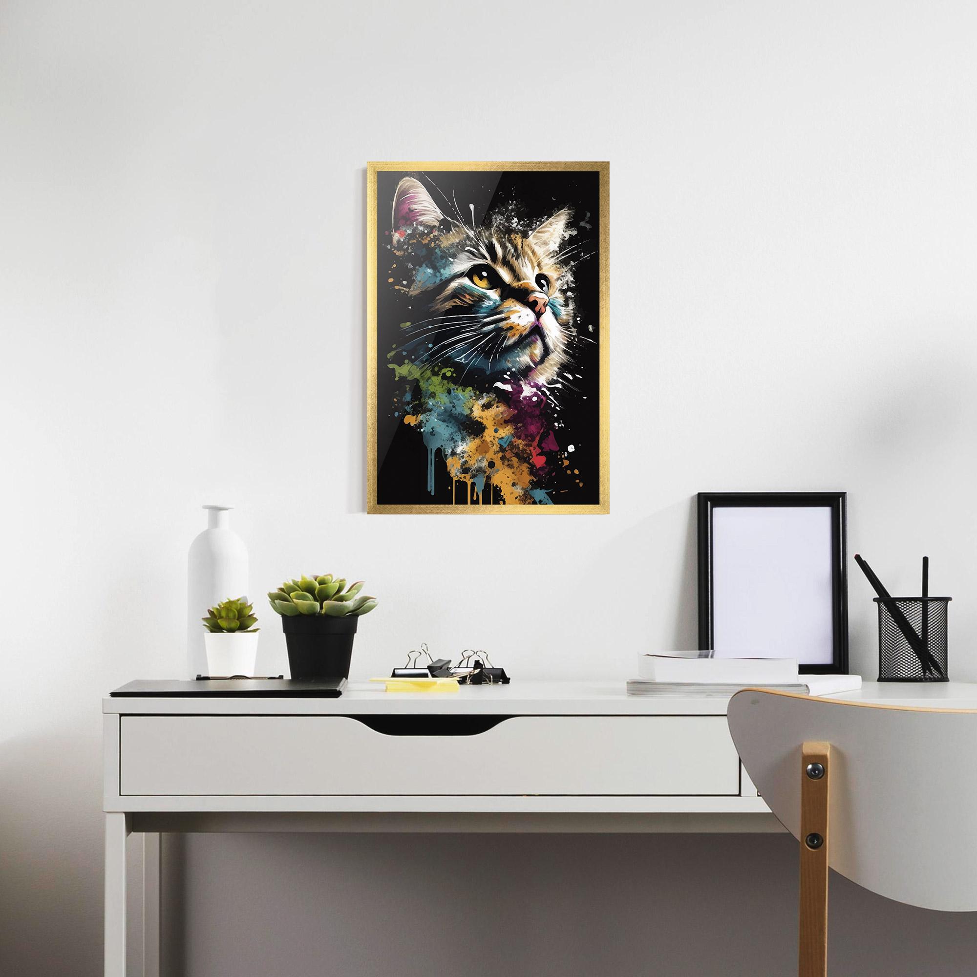 Plakat w Ramie Painted Cat mockup 7