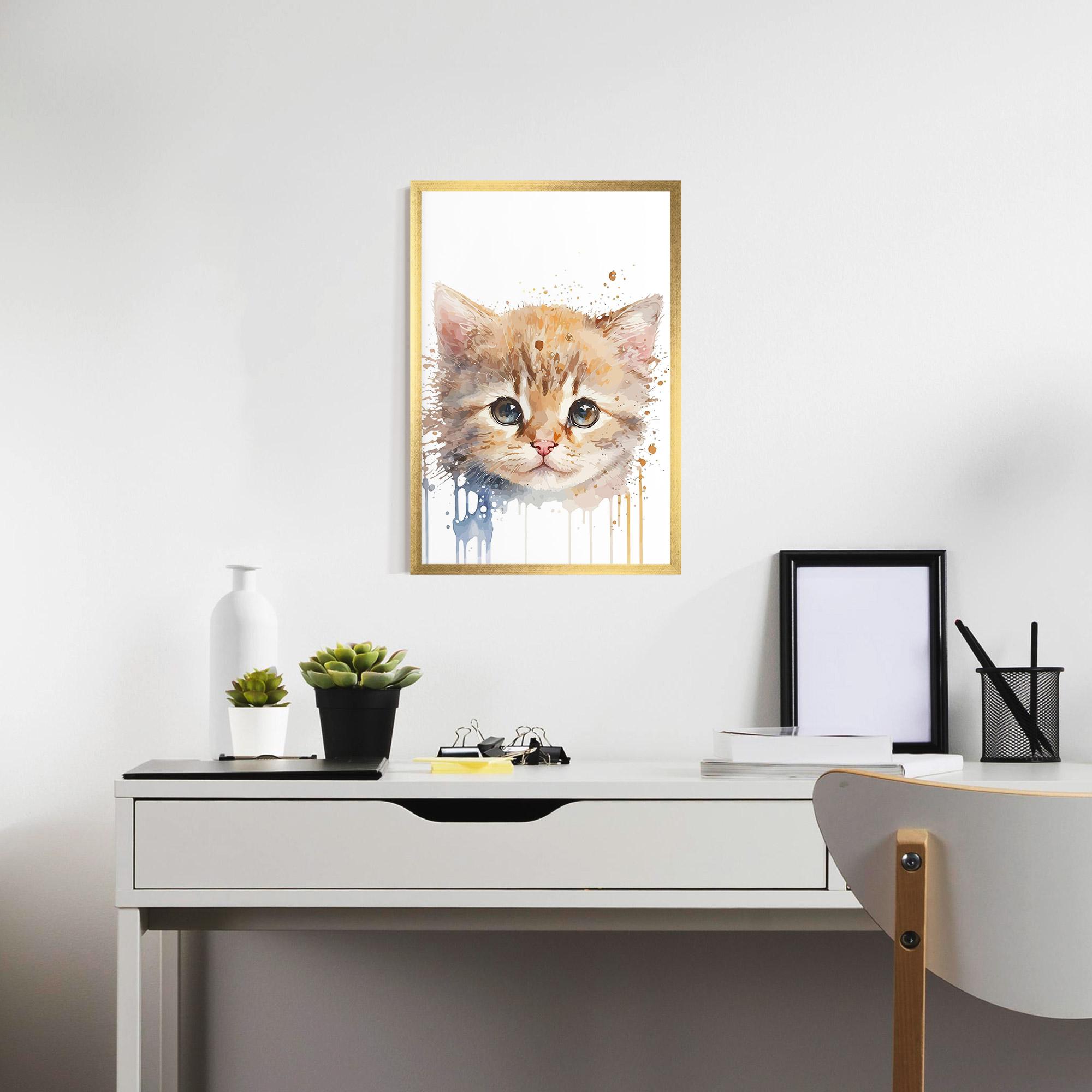 Plakat w Ramie Watercolor Animal Cat mockup 7