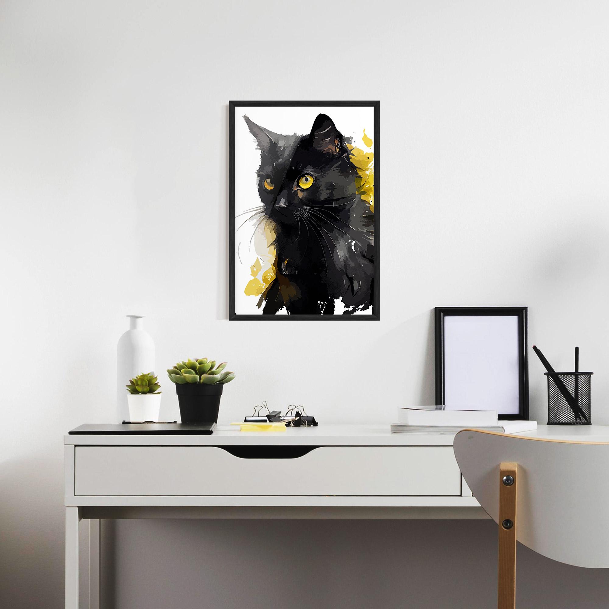Plakat w Ramie Beautiful Black Cat mockup 7