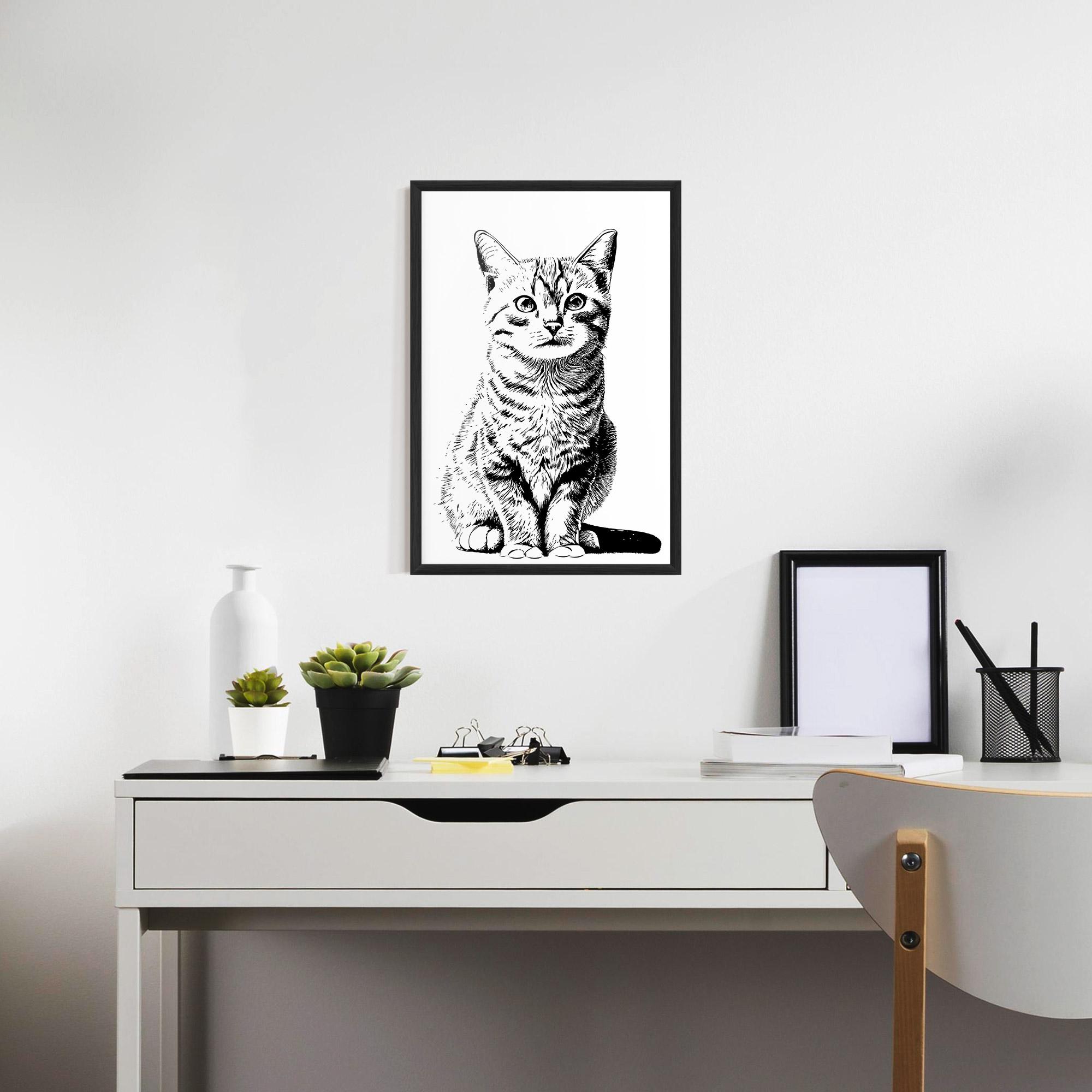 Plakat w Ramie Hand Drawn Cat mockup 7