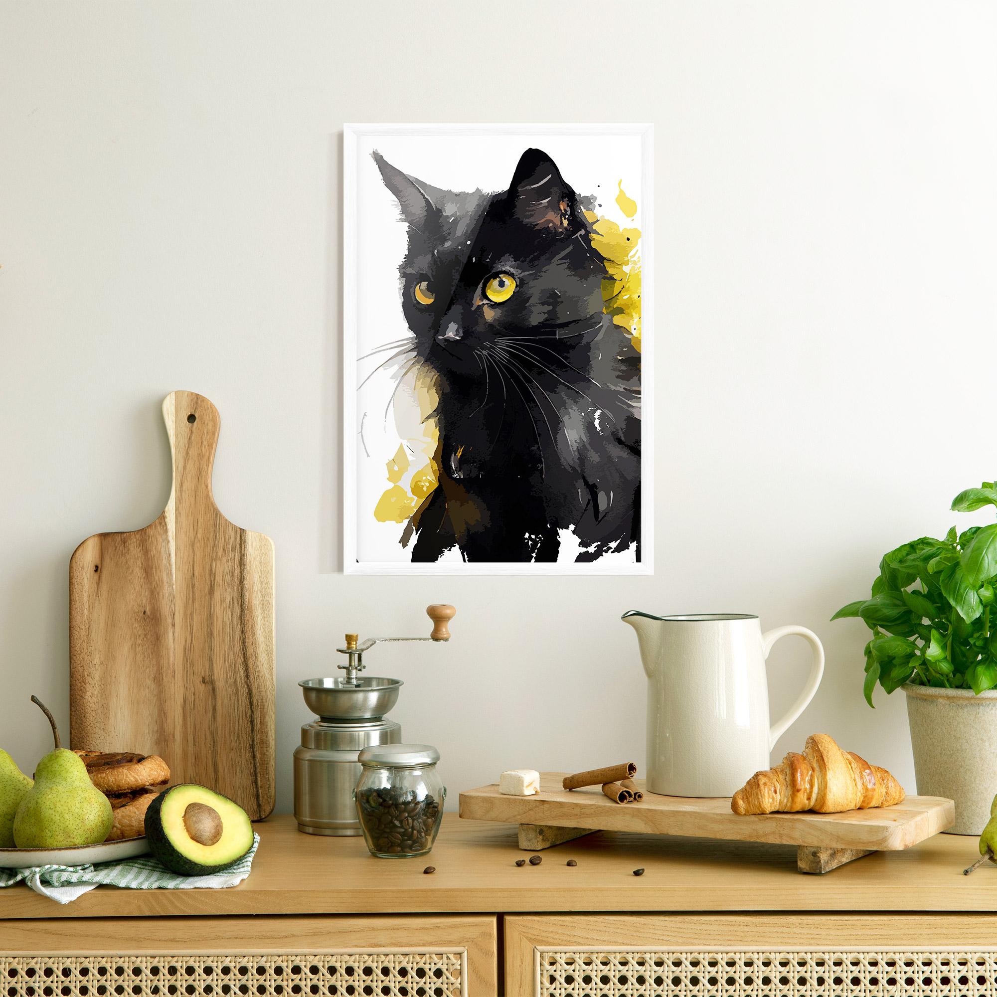 Plakat w Ramie Beautiful Black Cat mockup 8