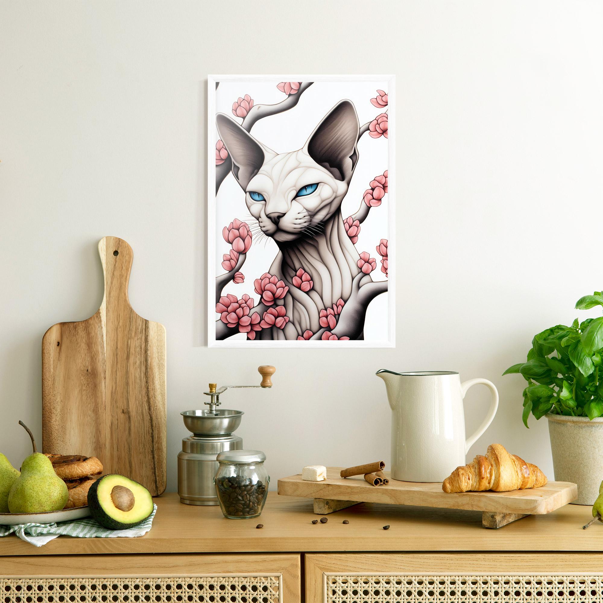 Plakat w Ramie Blue Eyes Cat Drawing mockup 8