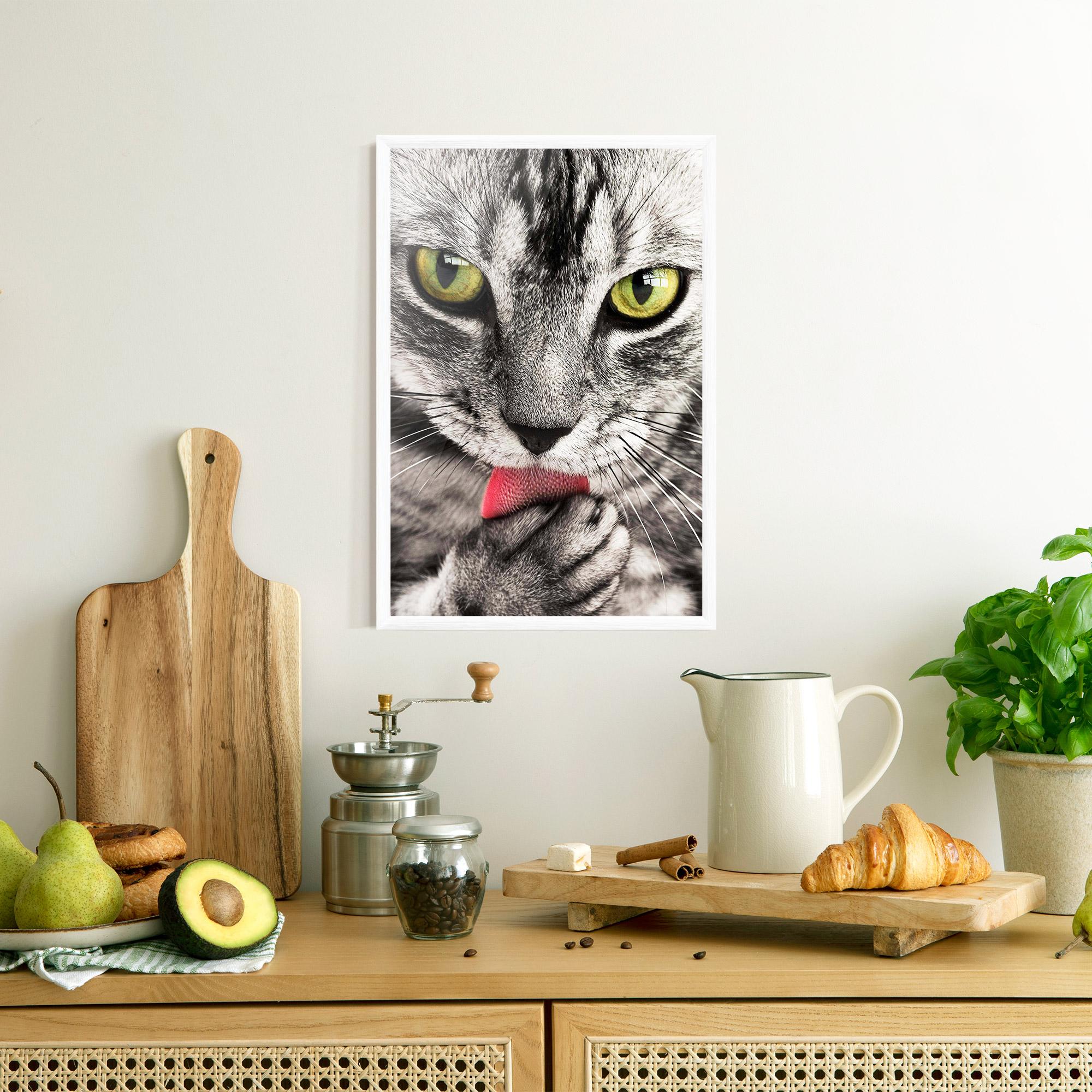 Plakat w Ramie Green Eyes Close Up Cat mockup 8