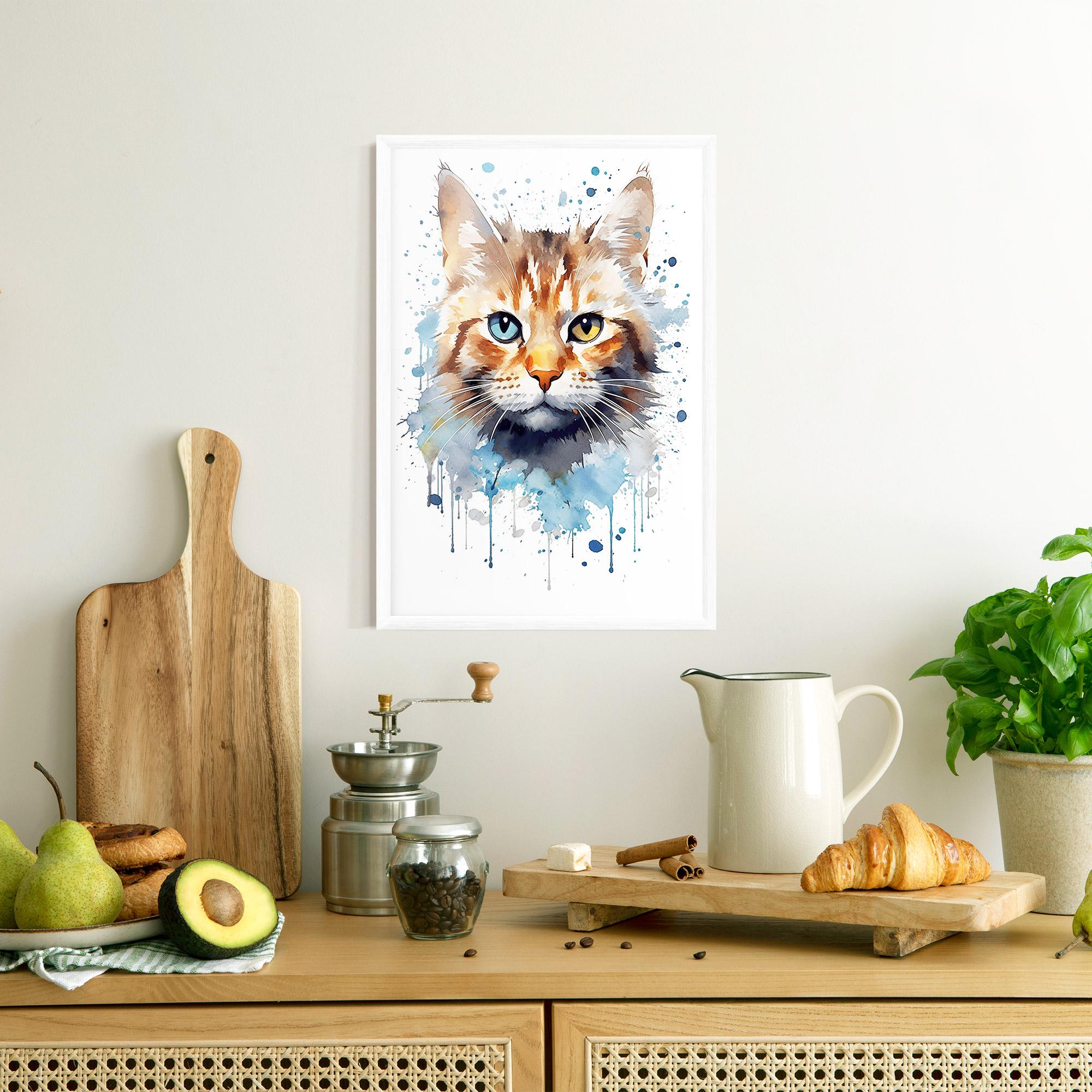 Plakat w Ramie Orange Blue Eyes Cat mockup 8