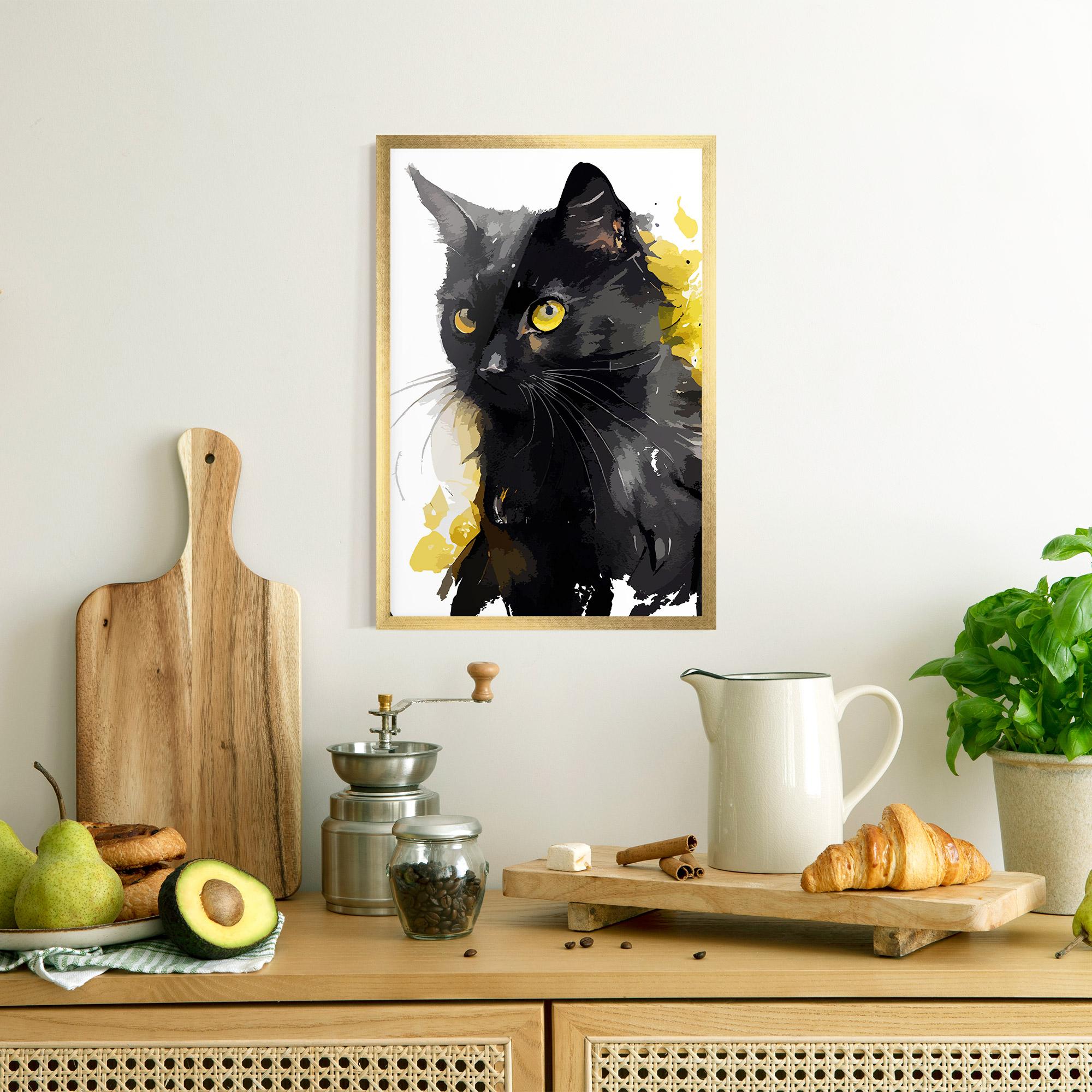 Plakat w Ramie Beautiful Black Cat mockup 8