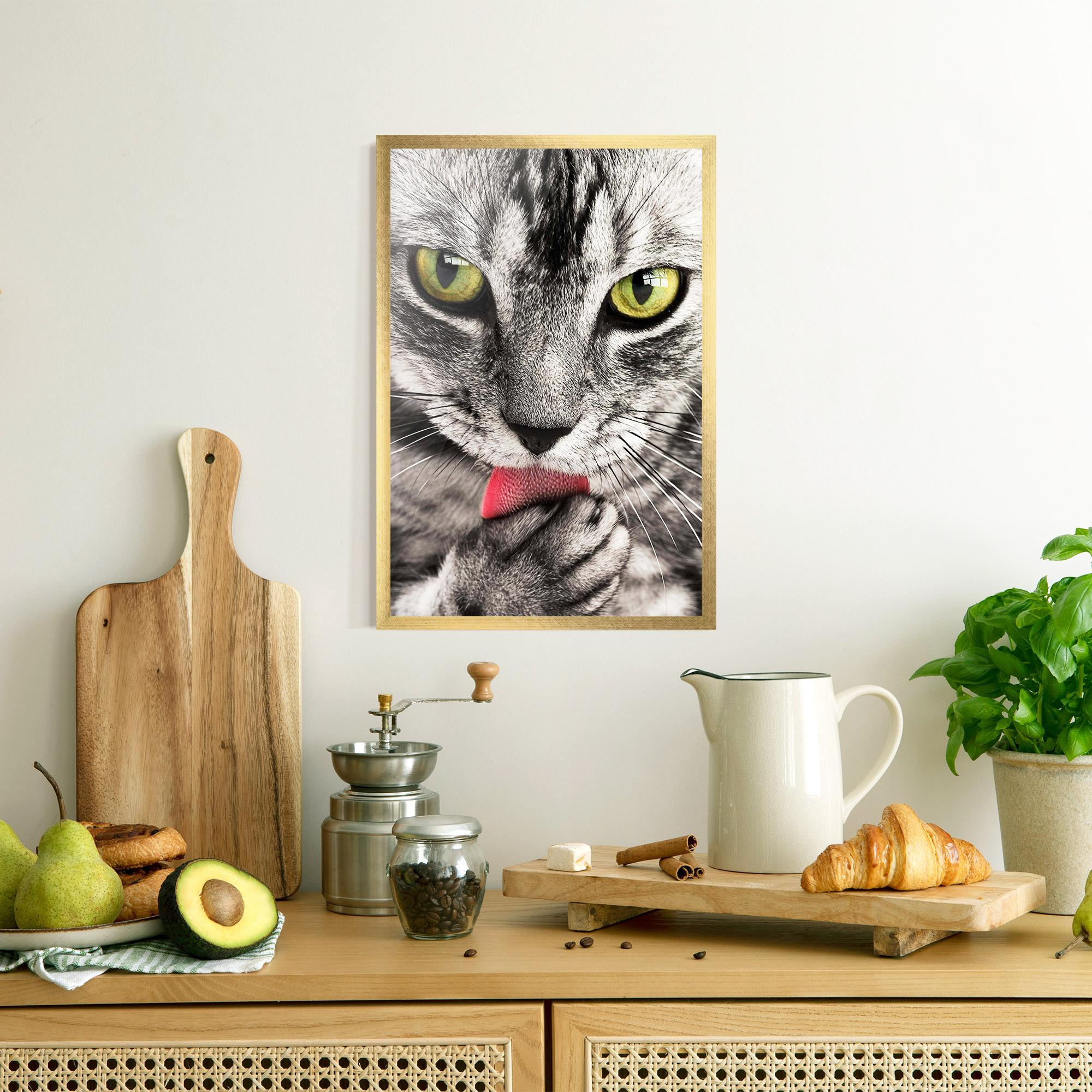 Plakat w Ramie Green Eyes Close Up Cat mockup 8