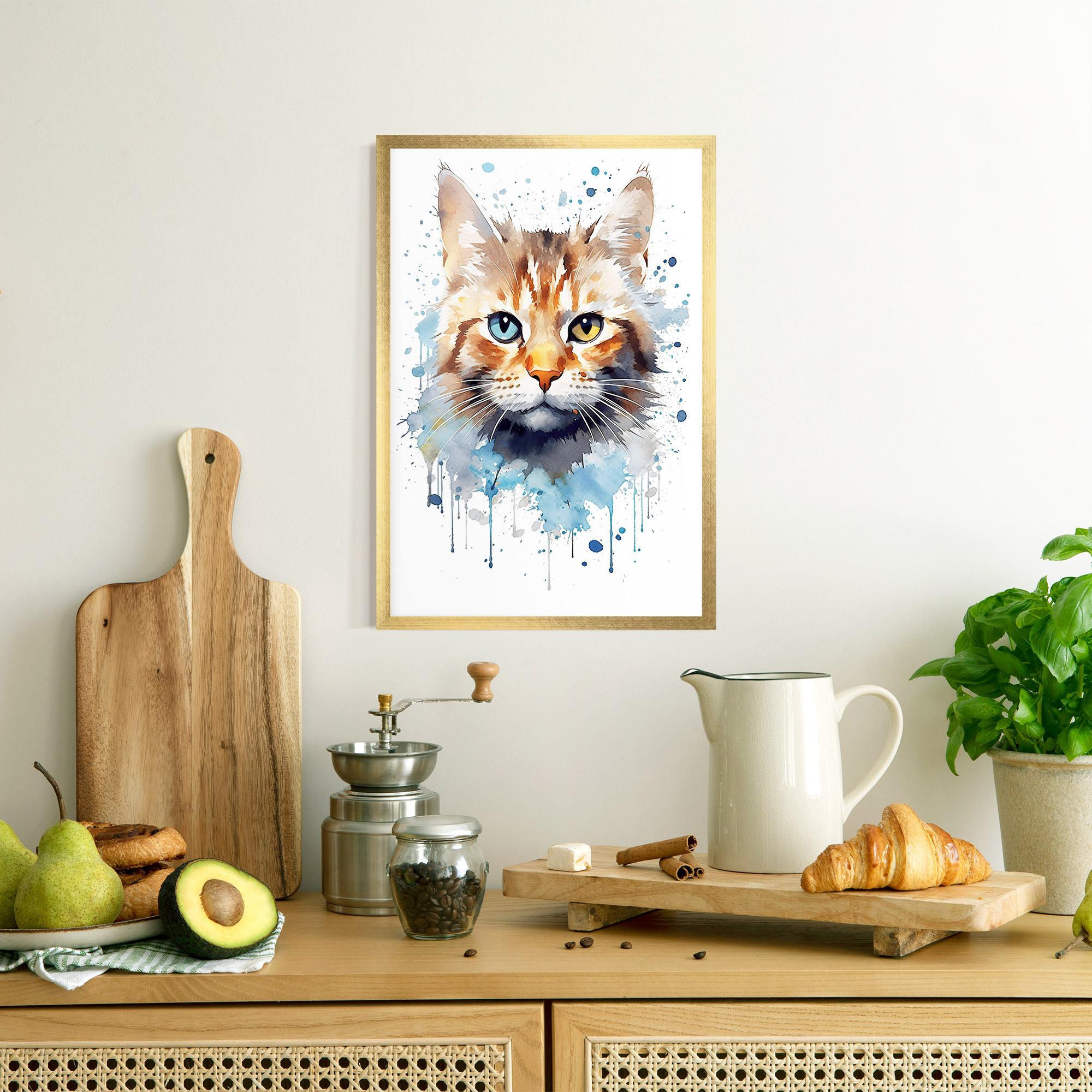 Plakat w Ramie Orange Blue Eyes Cat mockup 8