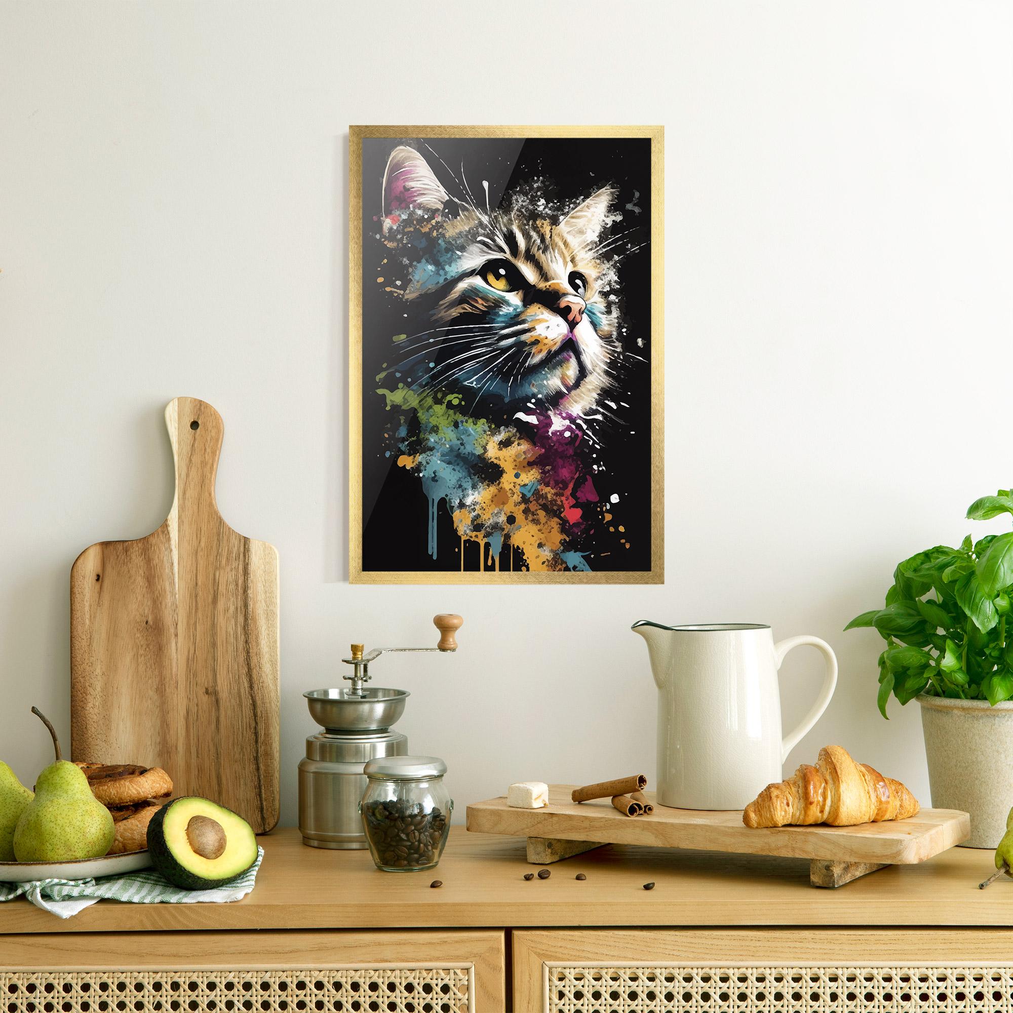 Plakat w Ramie Painted Cat mockup 8