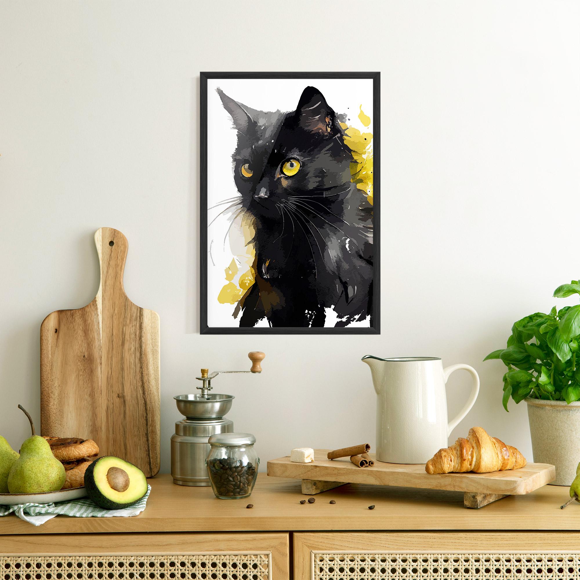 Plakat w Ramie Beautiful Black Cat mockup 8
