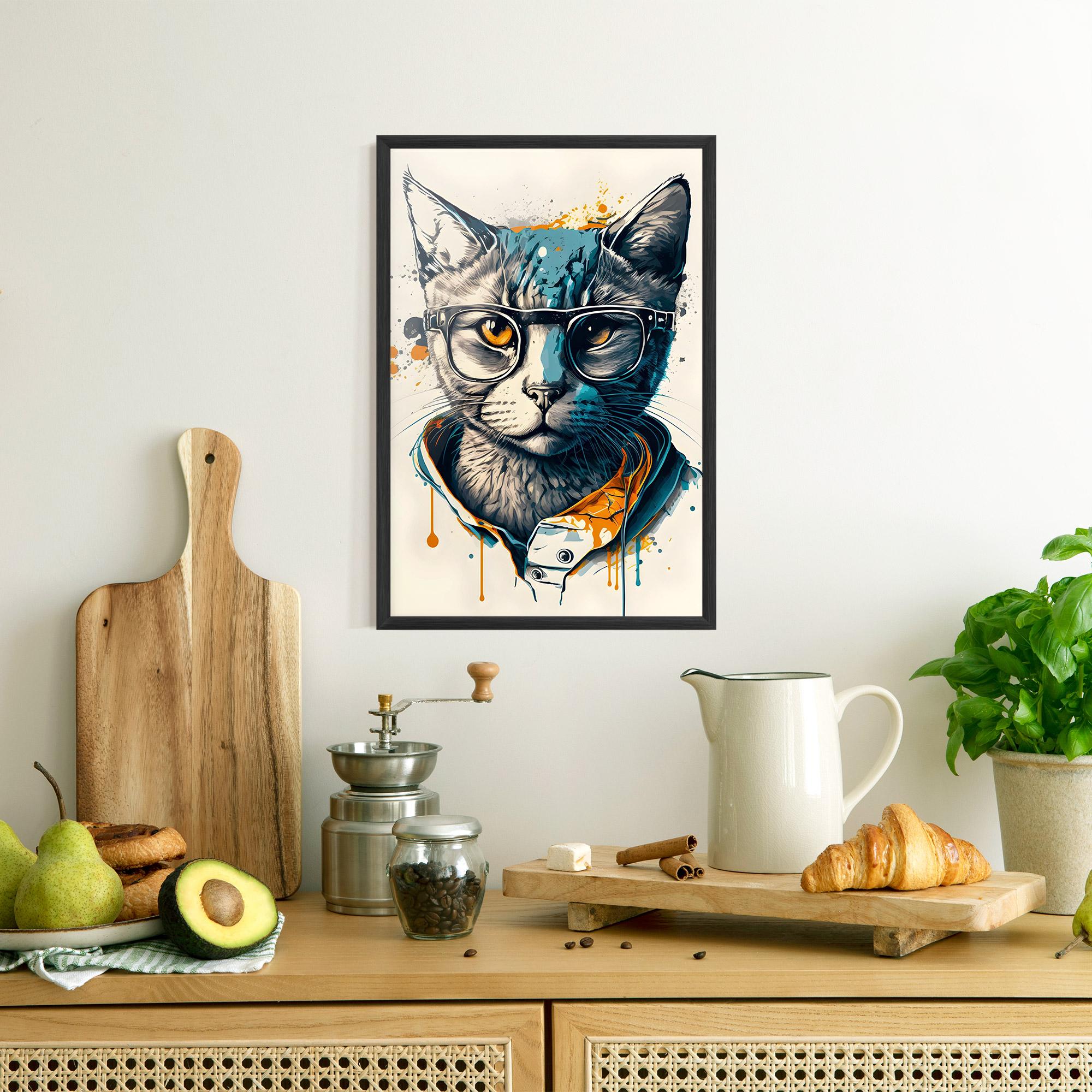 Plakat w Ramie Cat Glasses Art mockup 8