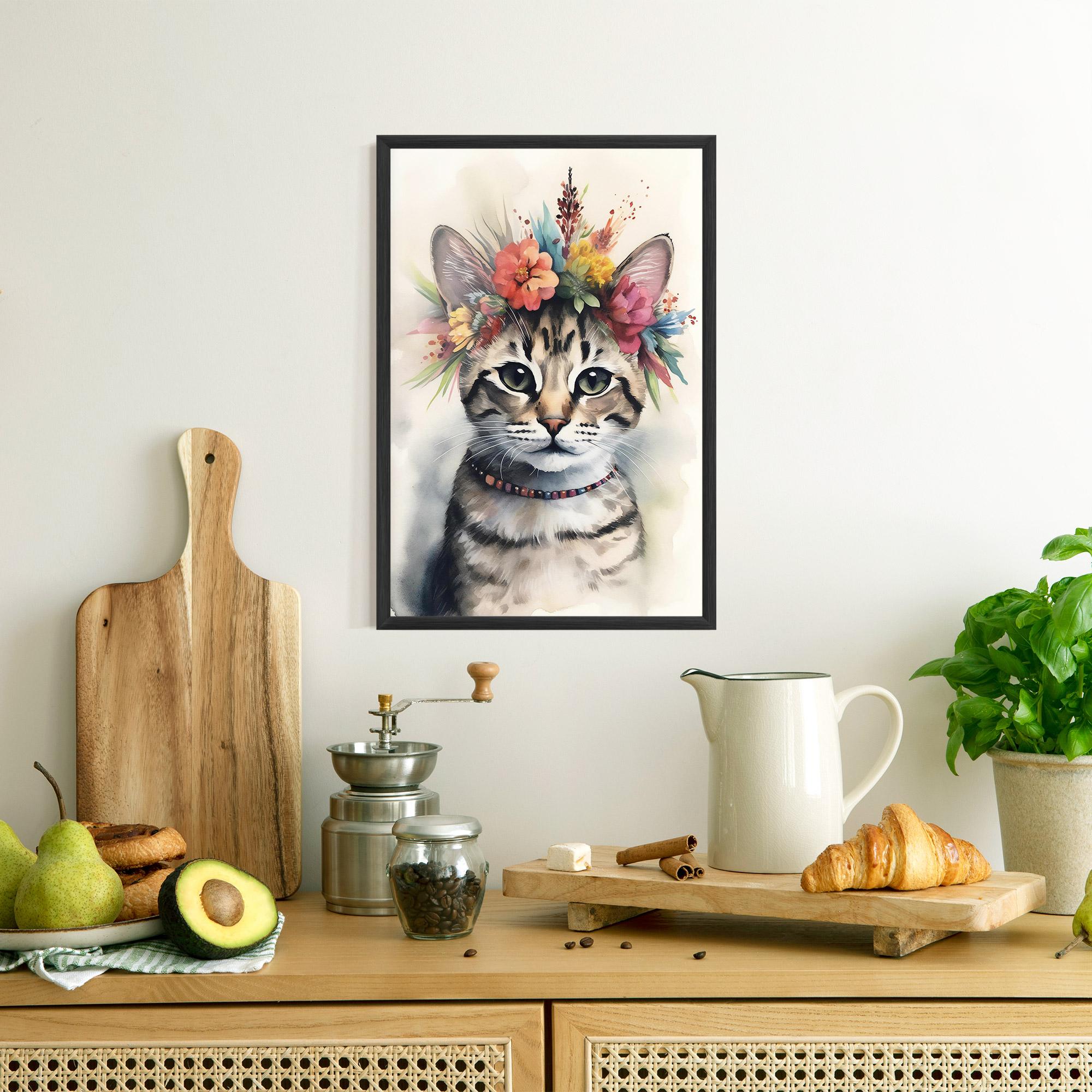 Plakat w Ramie Flower Cat Art mockup 8